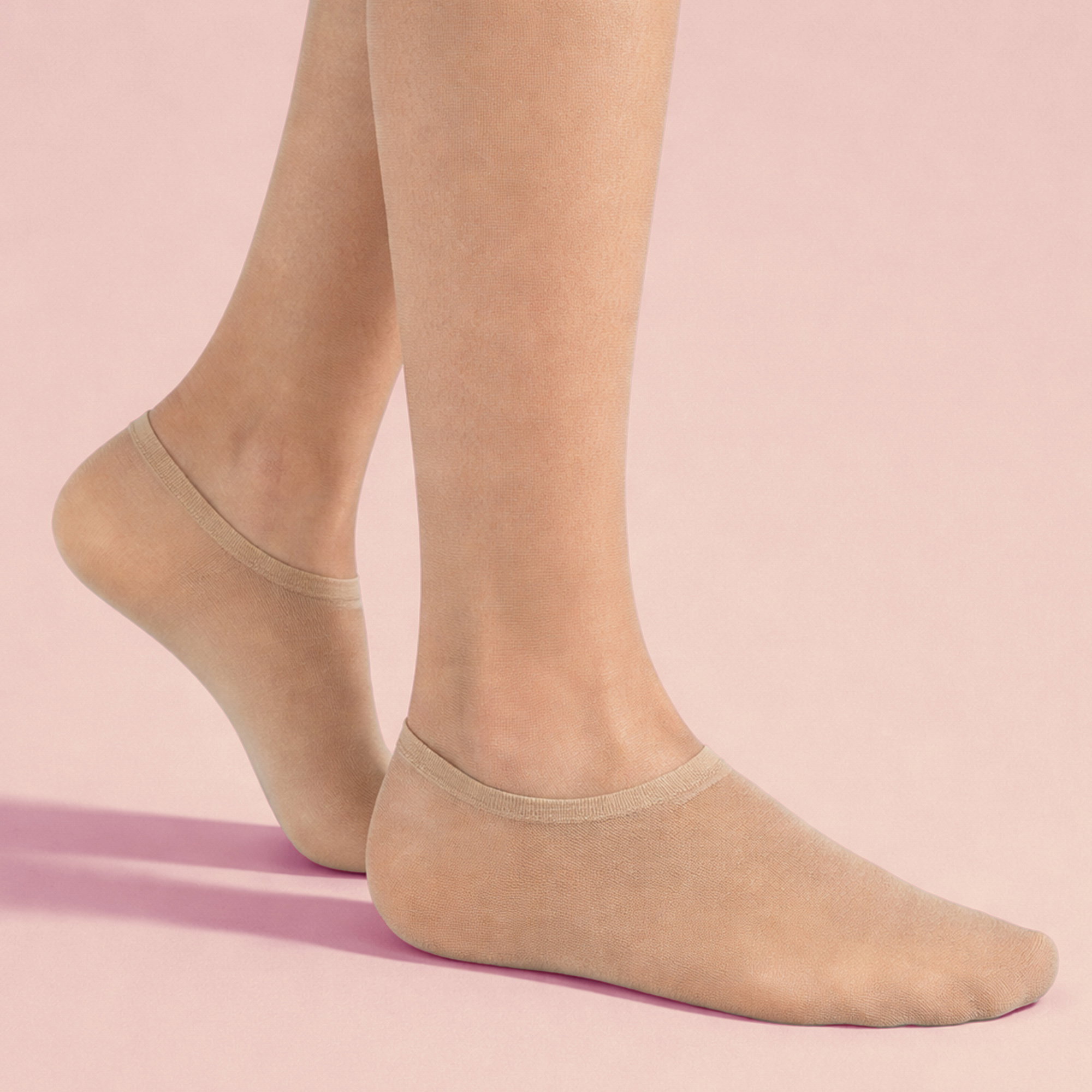 Beige 3 Pack Ladies Invisible Pop Socks 15 Denier Lightweight No Show Socks, Image 3 of 3