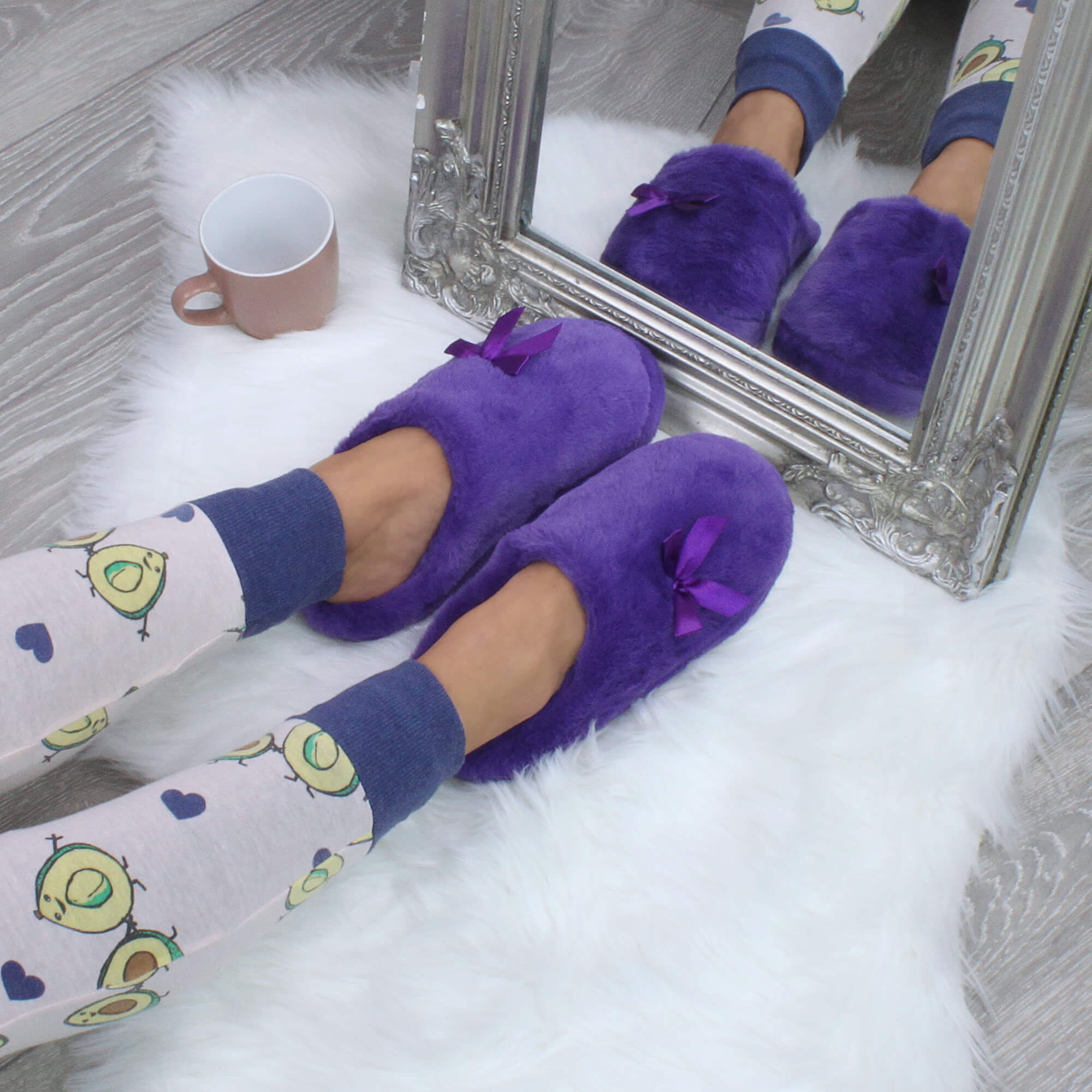 Purple AJVANI Purple Fluffy Mule Slippers, Image 5 of 6