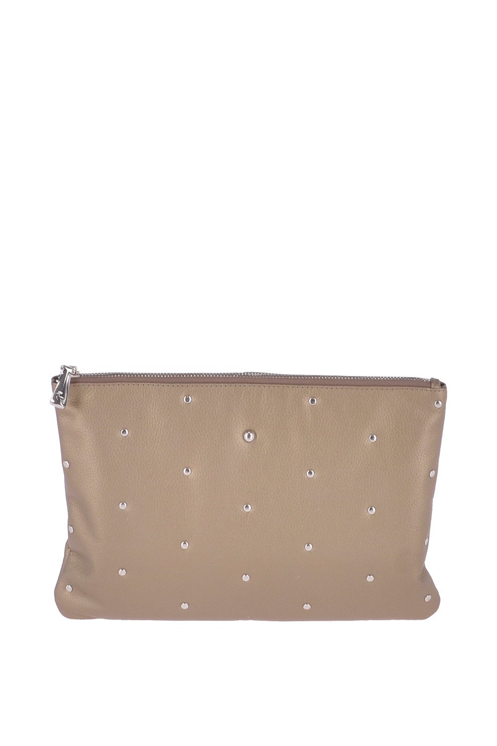 Gold Real Leather Large Studded Clutch Bag, Image 1 of 4