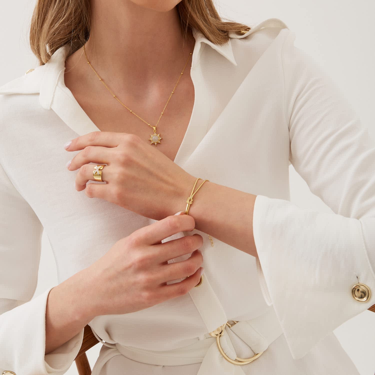 Gold Sterling Silver Snake Chain Knot Bracelet, Image 4 of 4