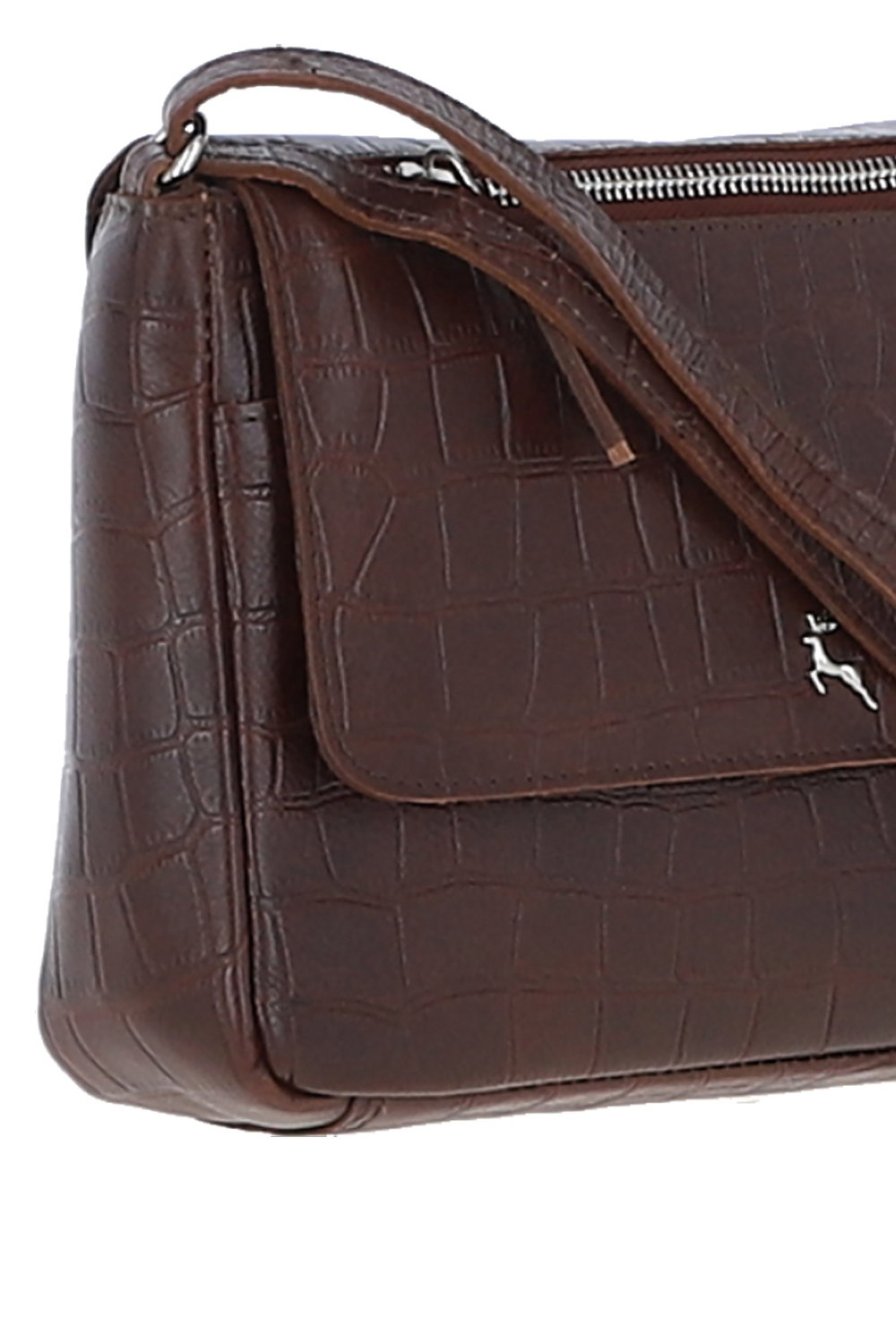 Maroon 'Valentina' Flap Over Croc Print Real Leather Shoulder Bag, Image 2 of 5