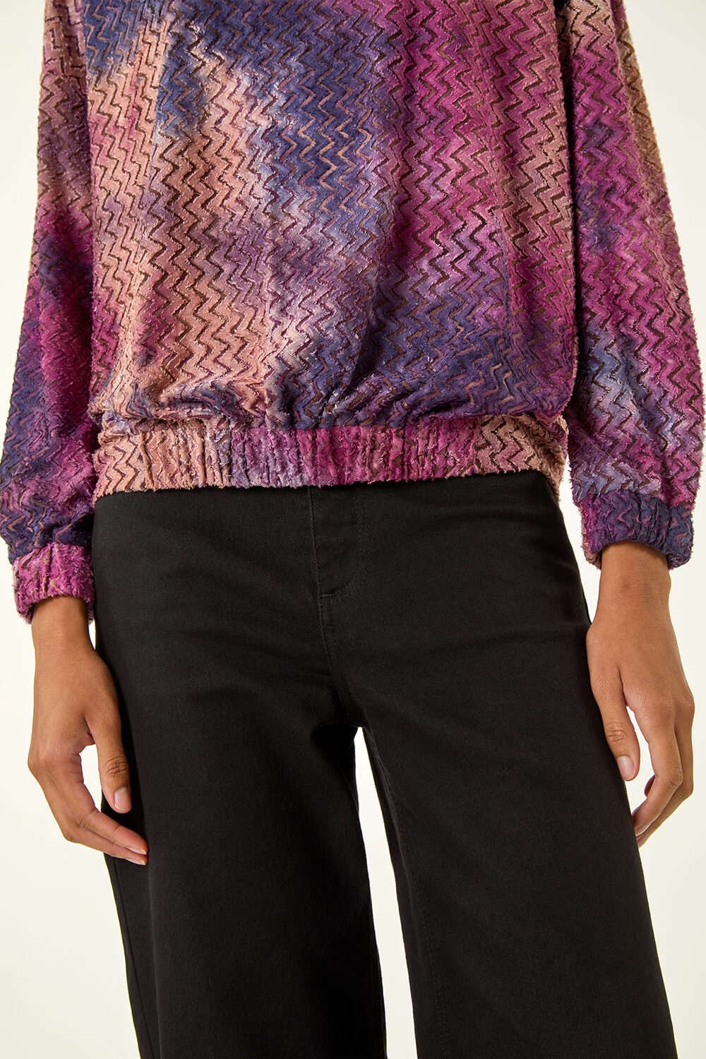 Pink Textured Burnout Print Top, Image 6 of 5