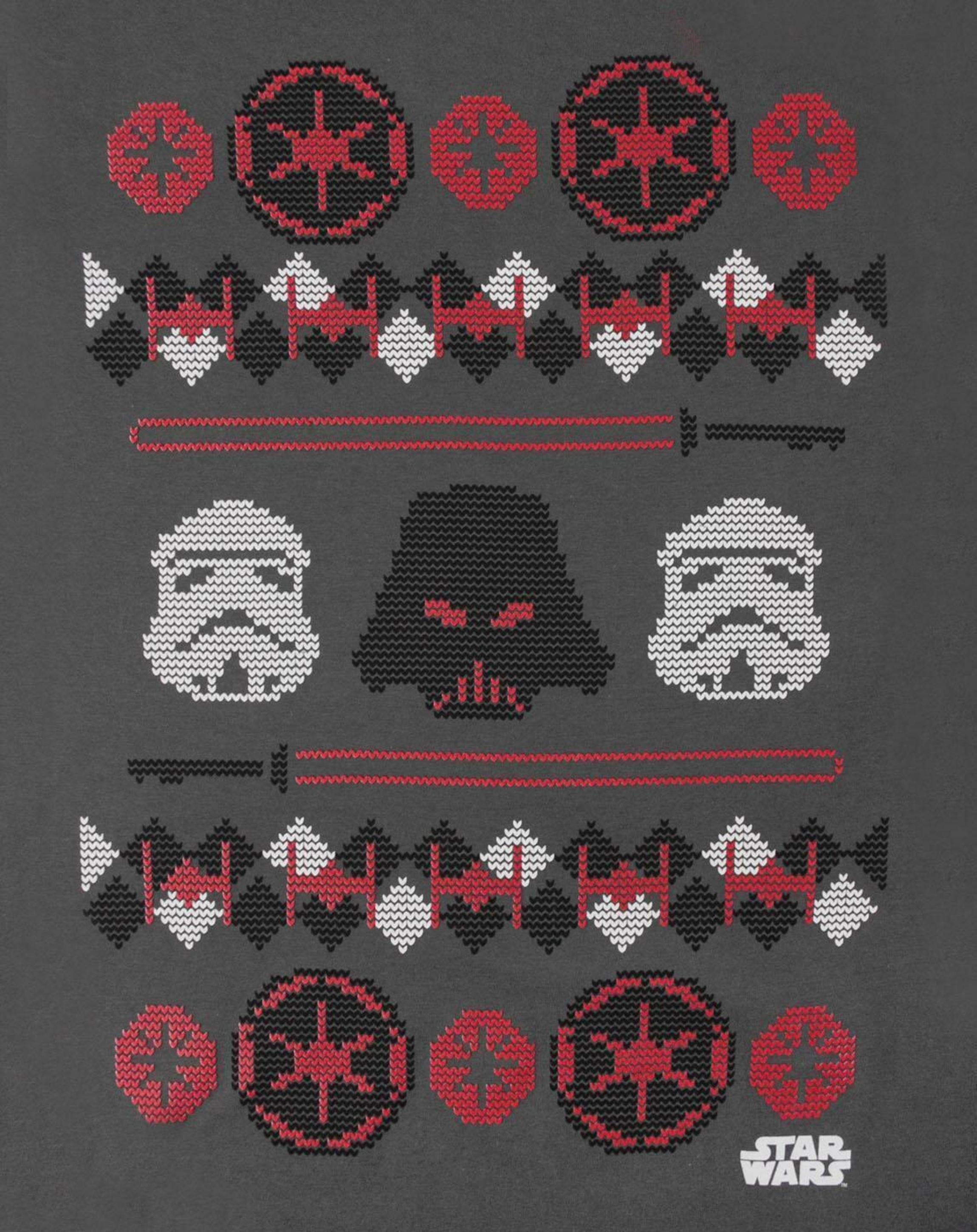 Charcoal Star Wars Darth Vader Fair Isle T-Shirt, Image 2 of 4