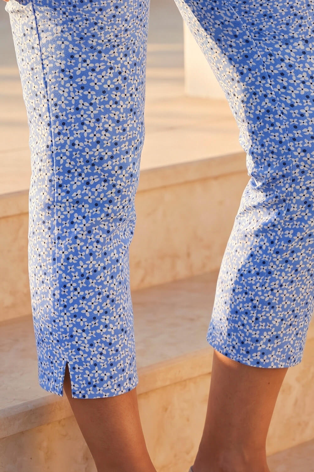 Blue Petite Floral Bengaline Crop Trouser, Image 5 of 4