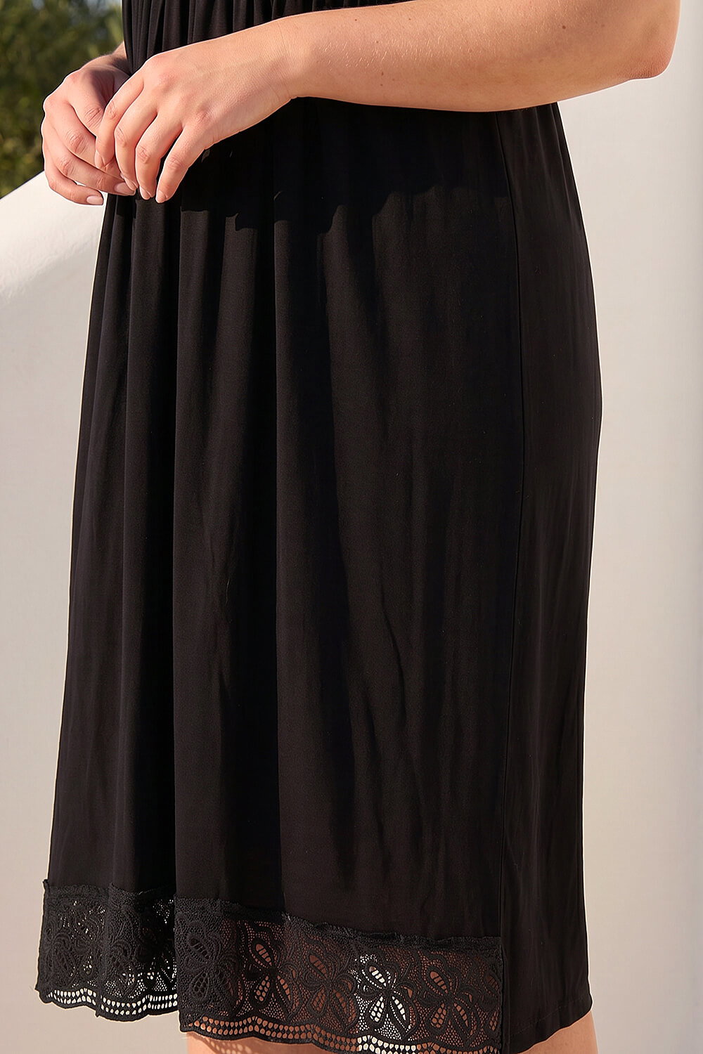 Black Curve Lace V-Neck Midi Dress, Image 5 of 4