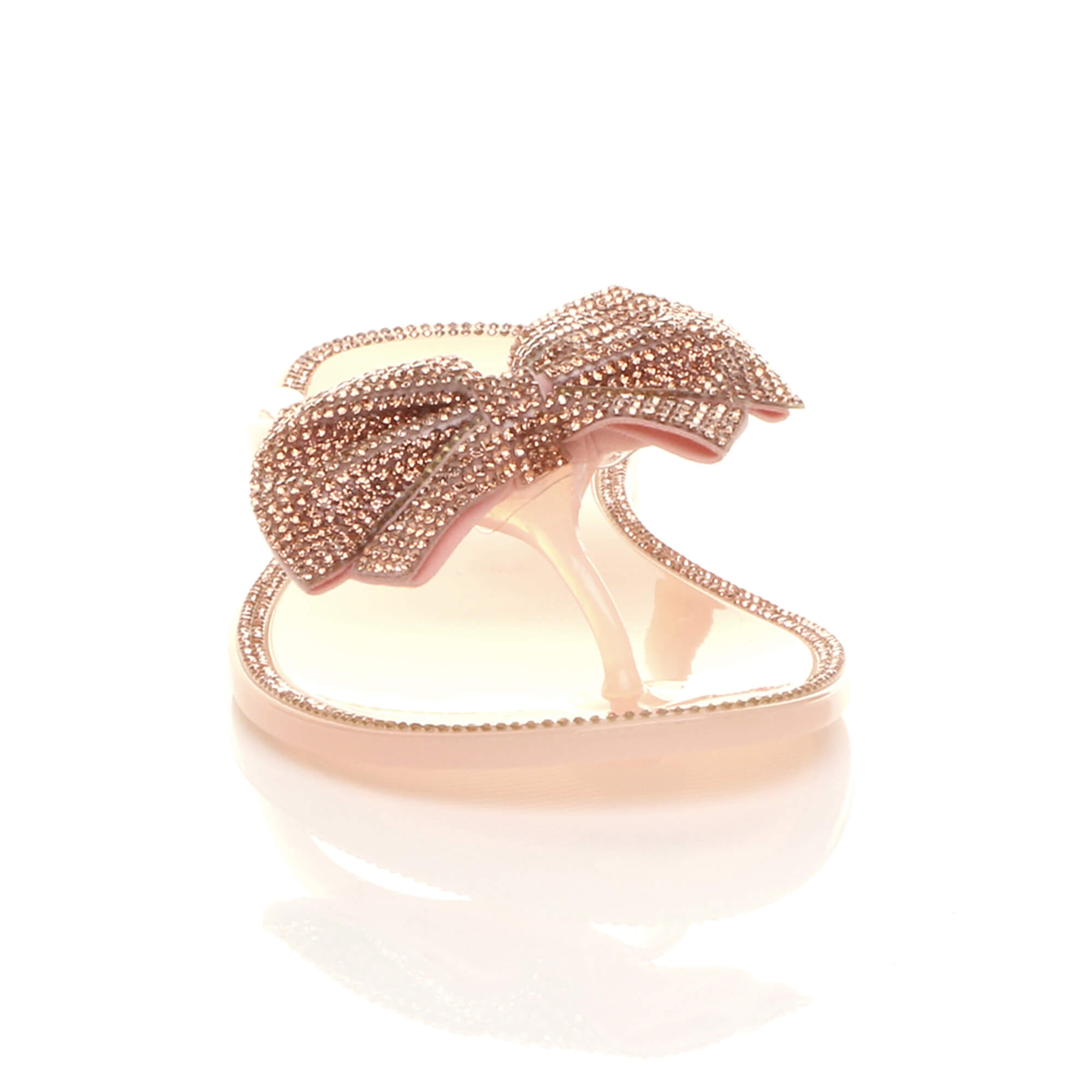 Rose Gold Diamante Bow Toe Post Jelly Sandals Flip Flops, Image 5 of 5