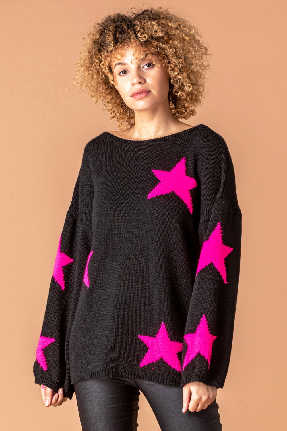 One Size Knitted Star Lounge Jumper, Image 1 of 5