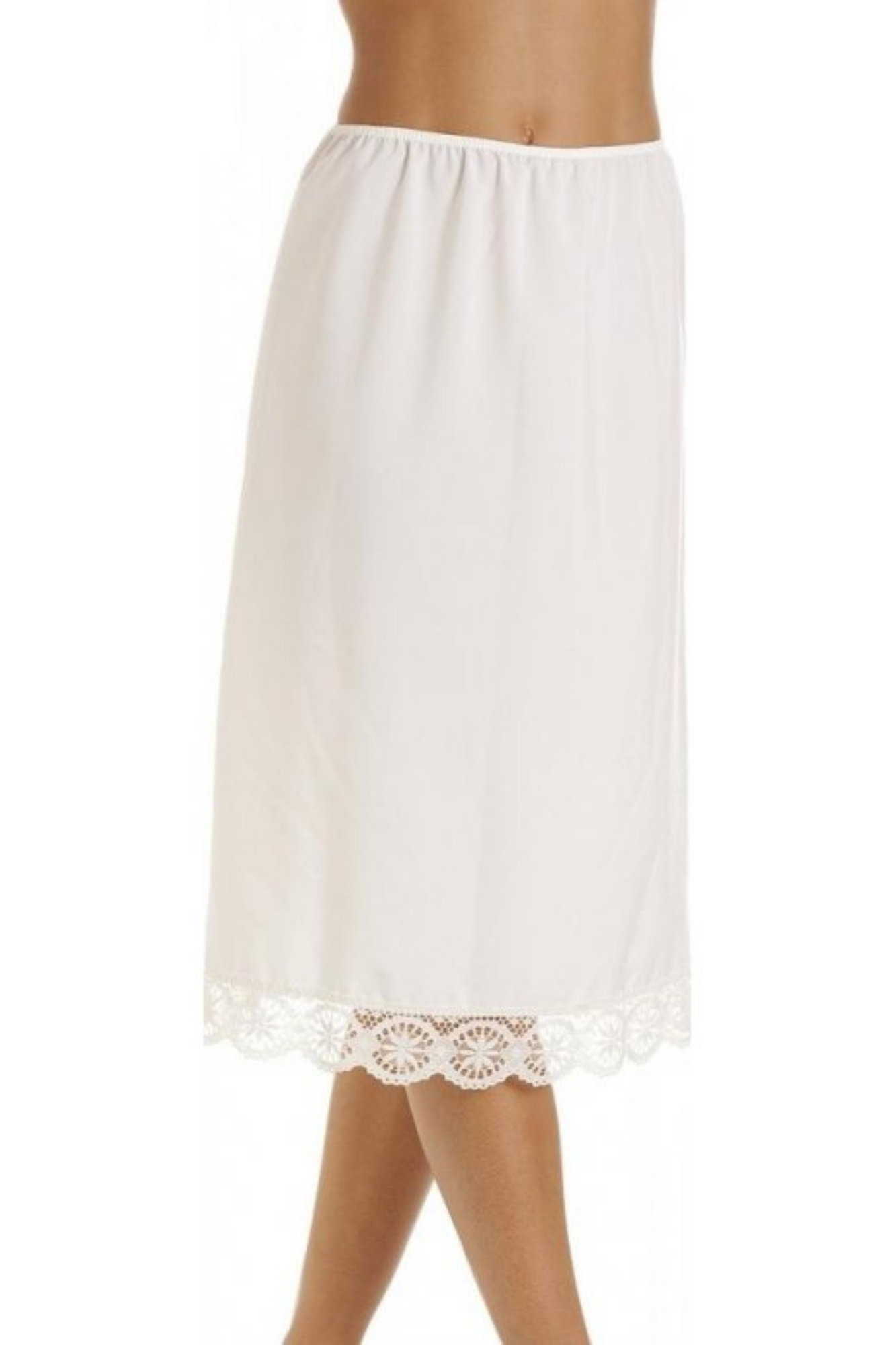 White 26'' Half Slip Lace Trim Underskirt