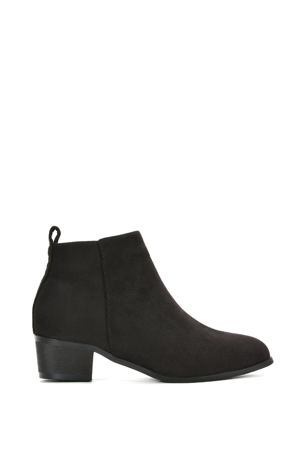 Black 'Melodie' Zip Up Cowboy Ankle Boots With Low Block Heel