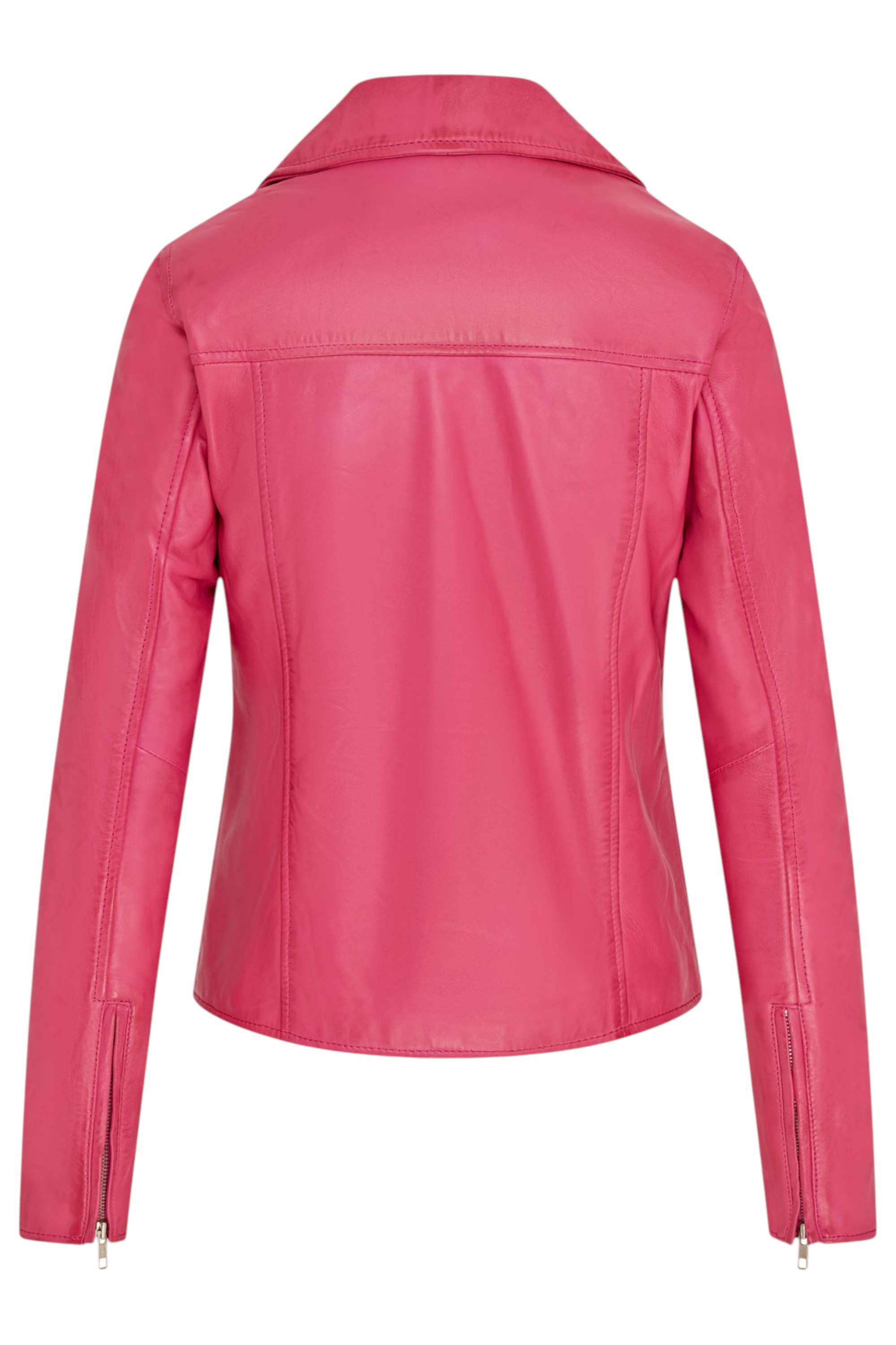 Fuchsia Classic Brando Biker Leather Jacket, Image 5 of 8