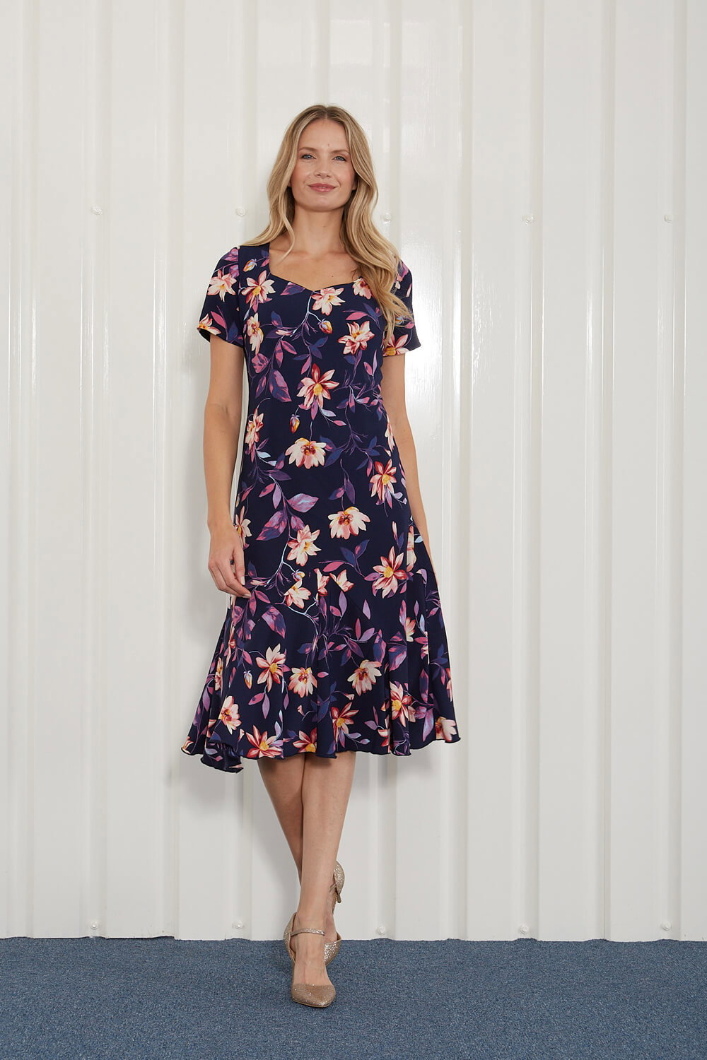 Indigo Julianna Floral Print Chiffon Dress, Image 1 of 4