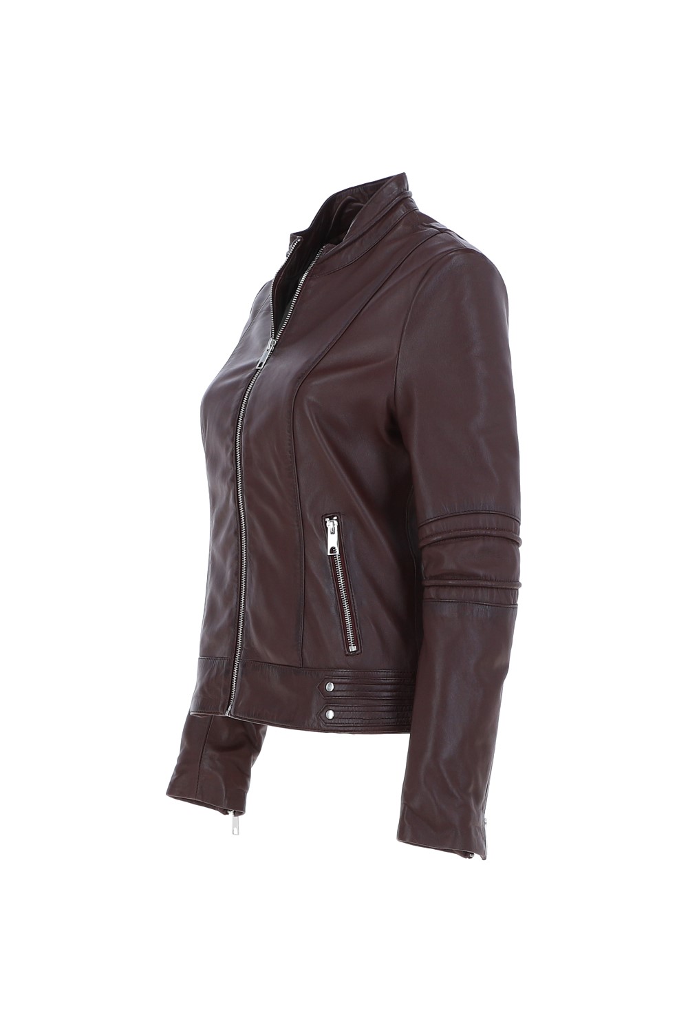 Wine 'Lillian' Real Leather Biker Jacket, Image 2 of 4
