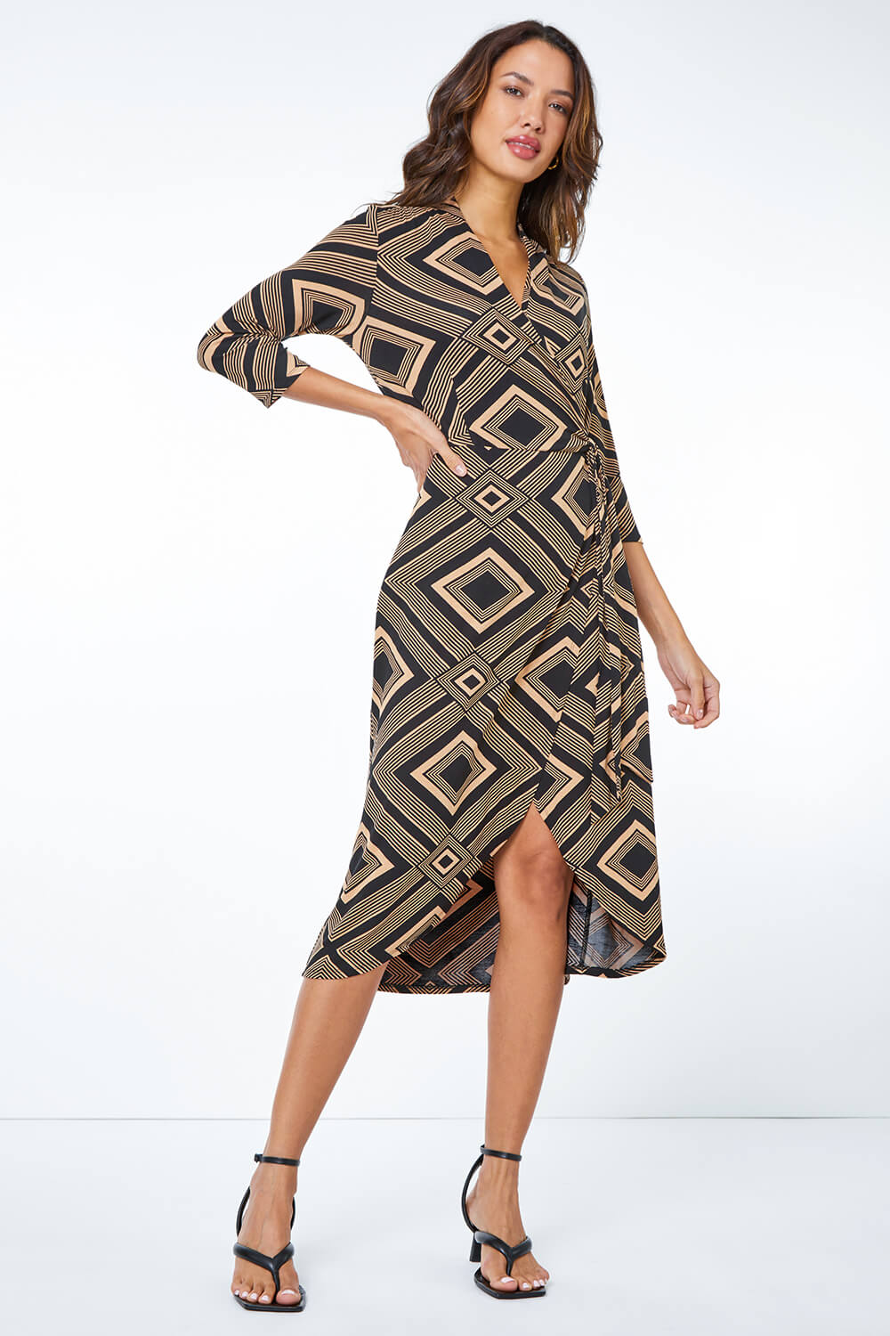 Geometric Pattern Cami Midi Dress