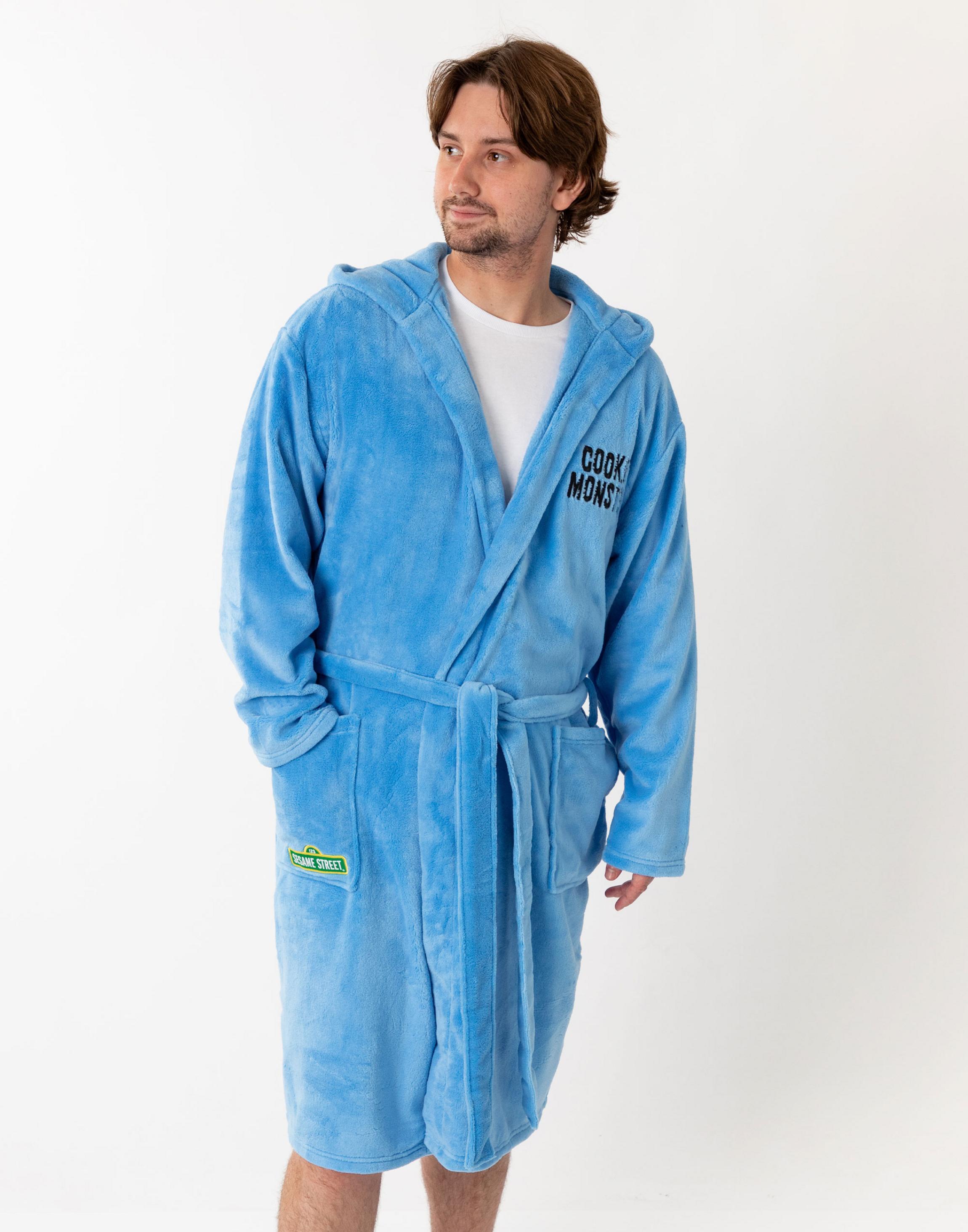 Blue Sesame Street Cookie Monster Hooded Bathrobe, Image 3 of 6