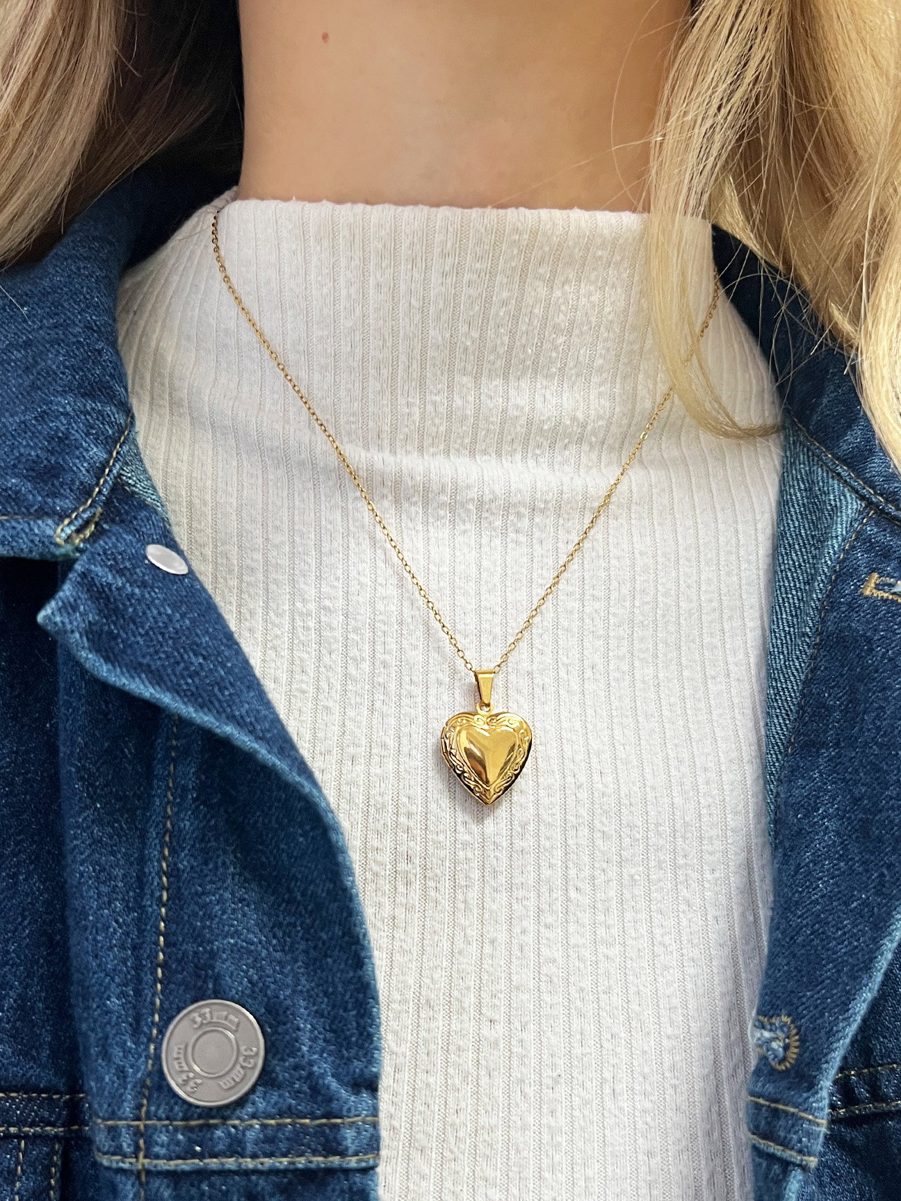 Gold Large Heart Locket Necklace in Gold - Gift Boxed, Image 3 of 5