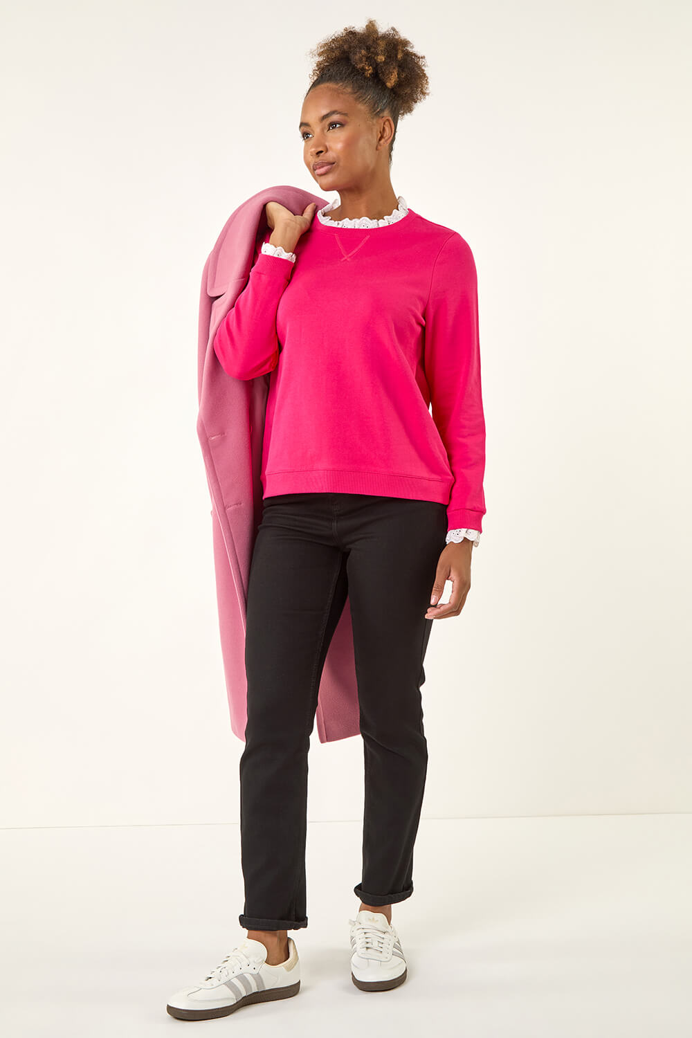 Pink Frill Trim Sweatshirt, Image 3 of 5