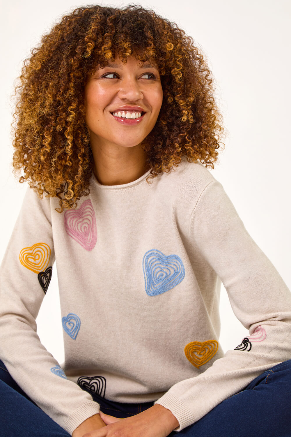 Natural Heart Stitch Crew Neck Jumper, Image 1 of 5