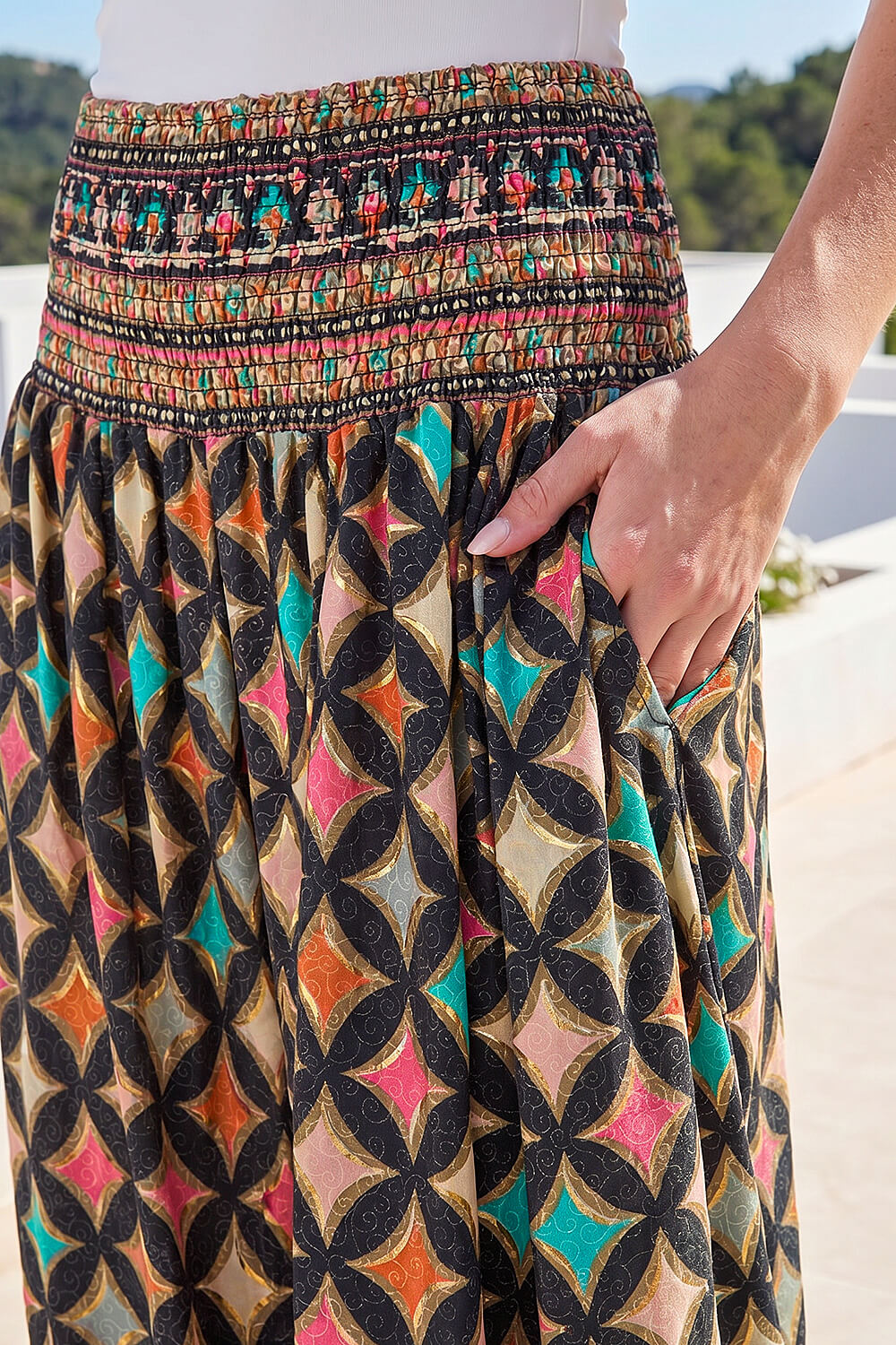 Pink Geo Diamond Print Palazzo Trouser , Image 5 of 4