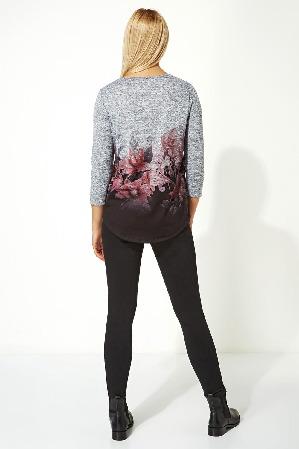 PINK Floral Border Print Top, Image 4 of 4