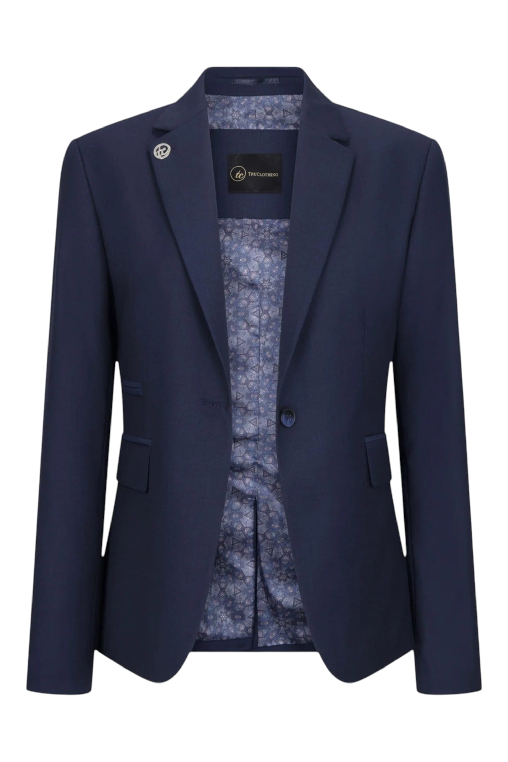 Navy Infinity Leather Navy Womens 3 Piece Plain Navy Formal Office Suit, Image 3 of 8
