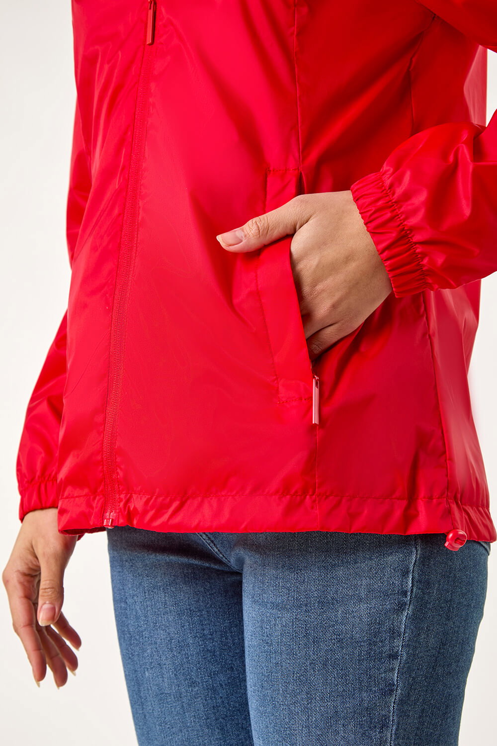 Red Shower Resistant Funnel Neck Jacket, Image 6 of 7