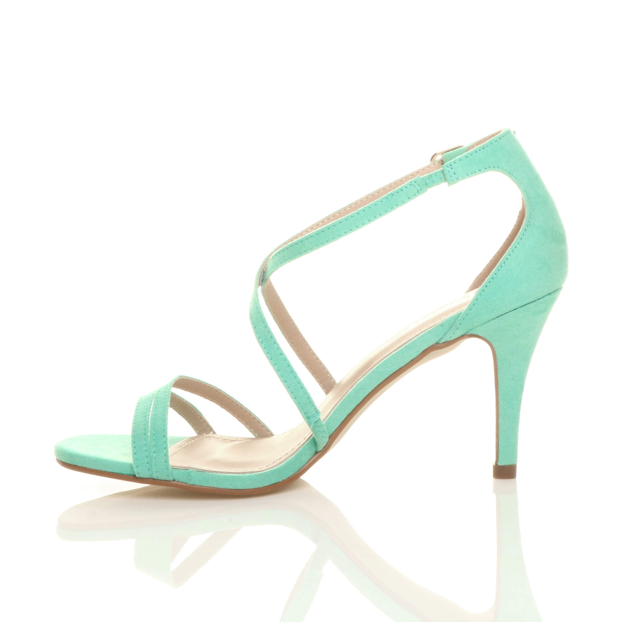 Mint AJVANI Mint High Heel Crossed Straps Buckle Strappy Sandals, Image 3 of 6