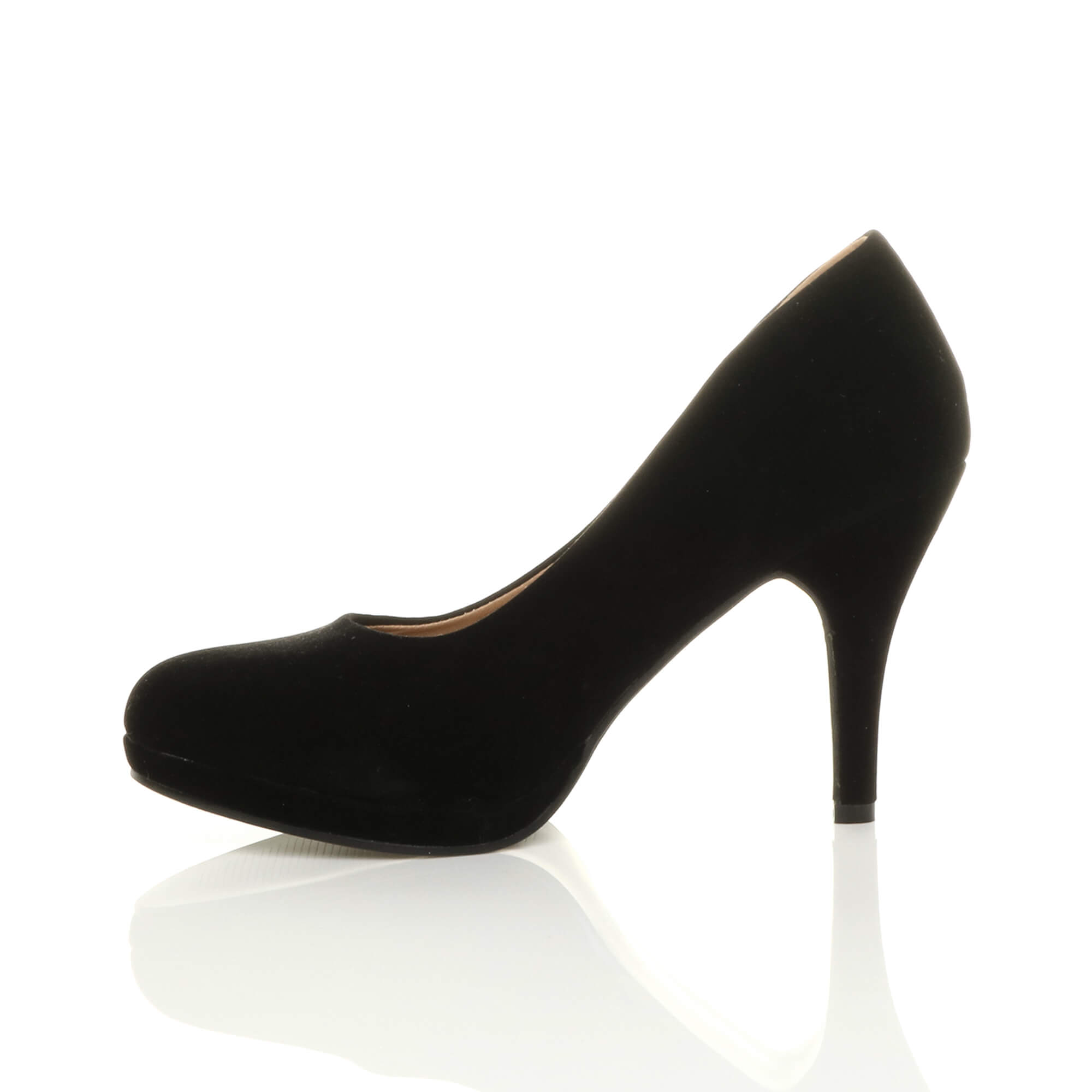Black AJVANI Black Mid High Heel Court Shoes, Image 3 of 6