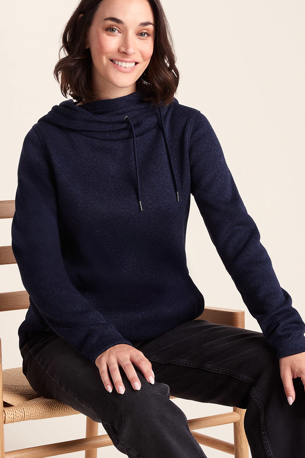 Navy Blue Acer Oversized Supersoft Fleece Hoody, Image 2 of 6