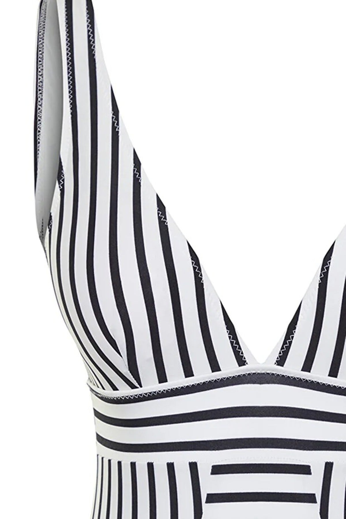 Multi Striped Plunge Neck Panelled Swimsuit, Image 2 of 4