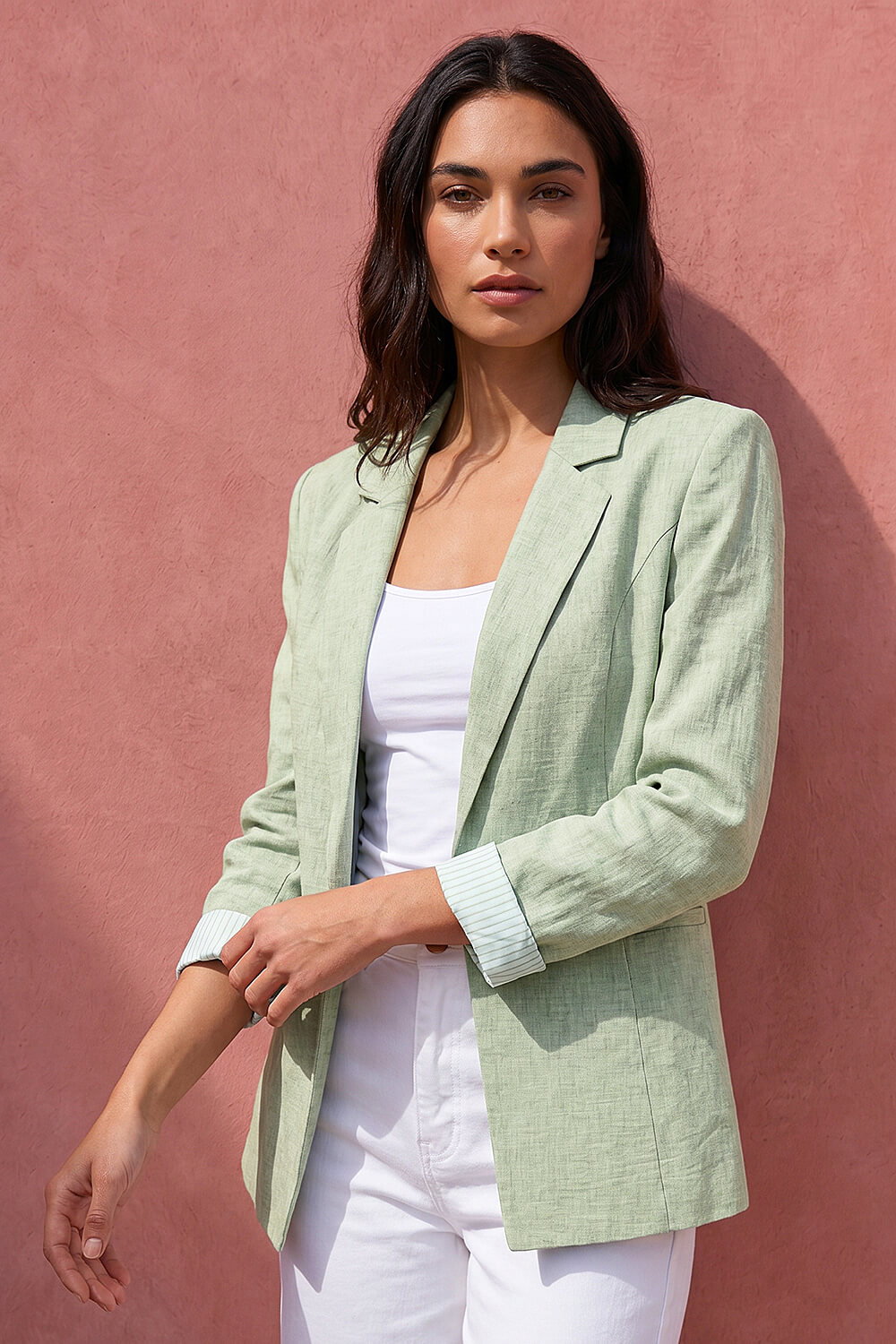 Roman Women's Green Textured Light Weight Blazer Size 20