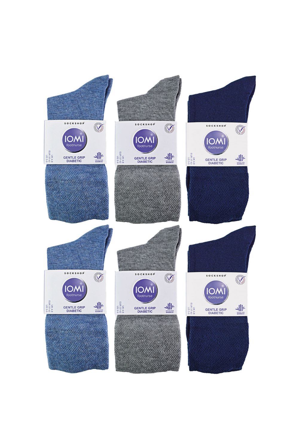 Blue 12 Pairs Diabetic Bamboo Socks, Image 2 of 5