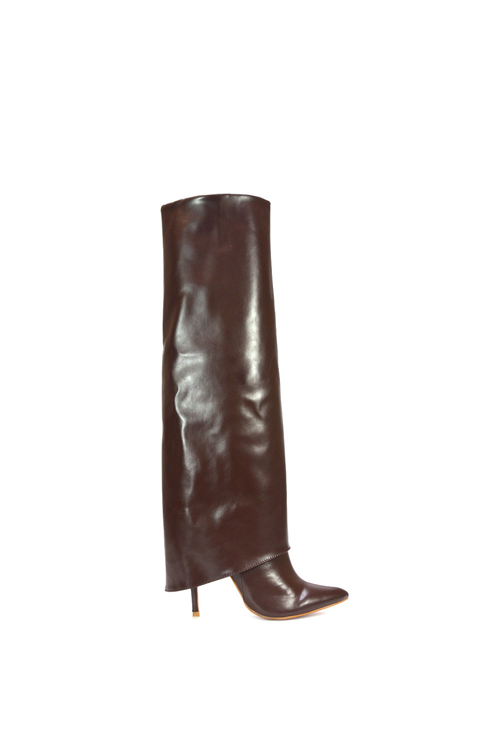 Black 'Shauna' Foldover Knee High Boots With Stiletto Heel