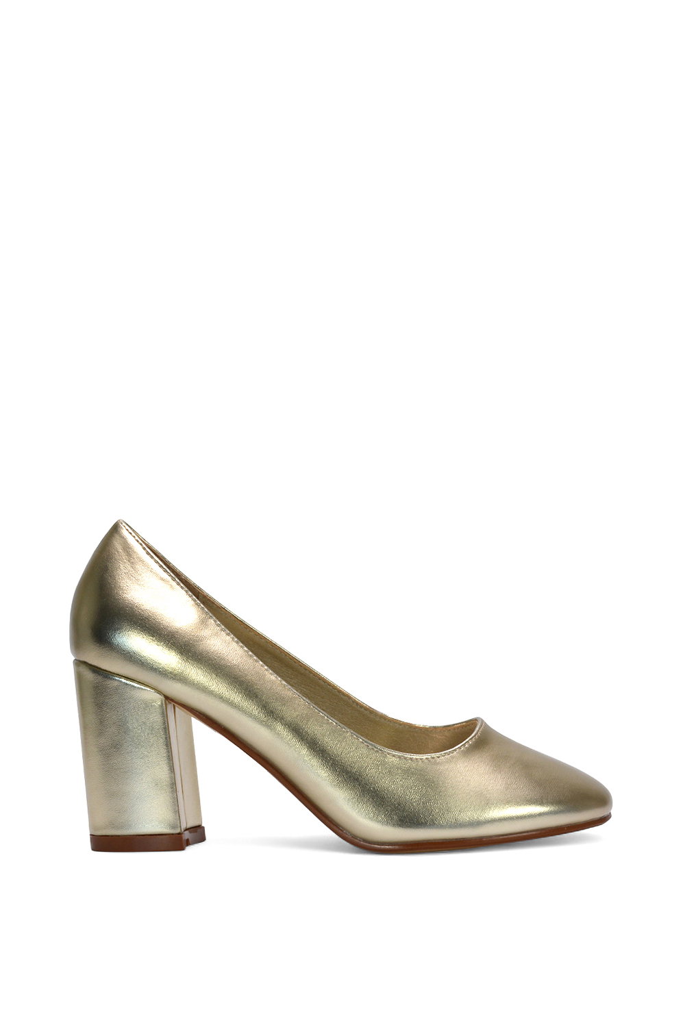 Black 'Esme' Round Toe Mid Block Heel Court Shoe Heels