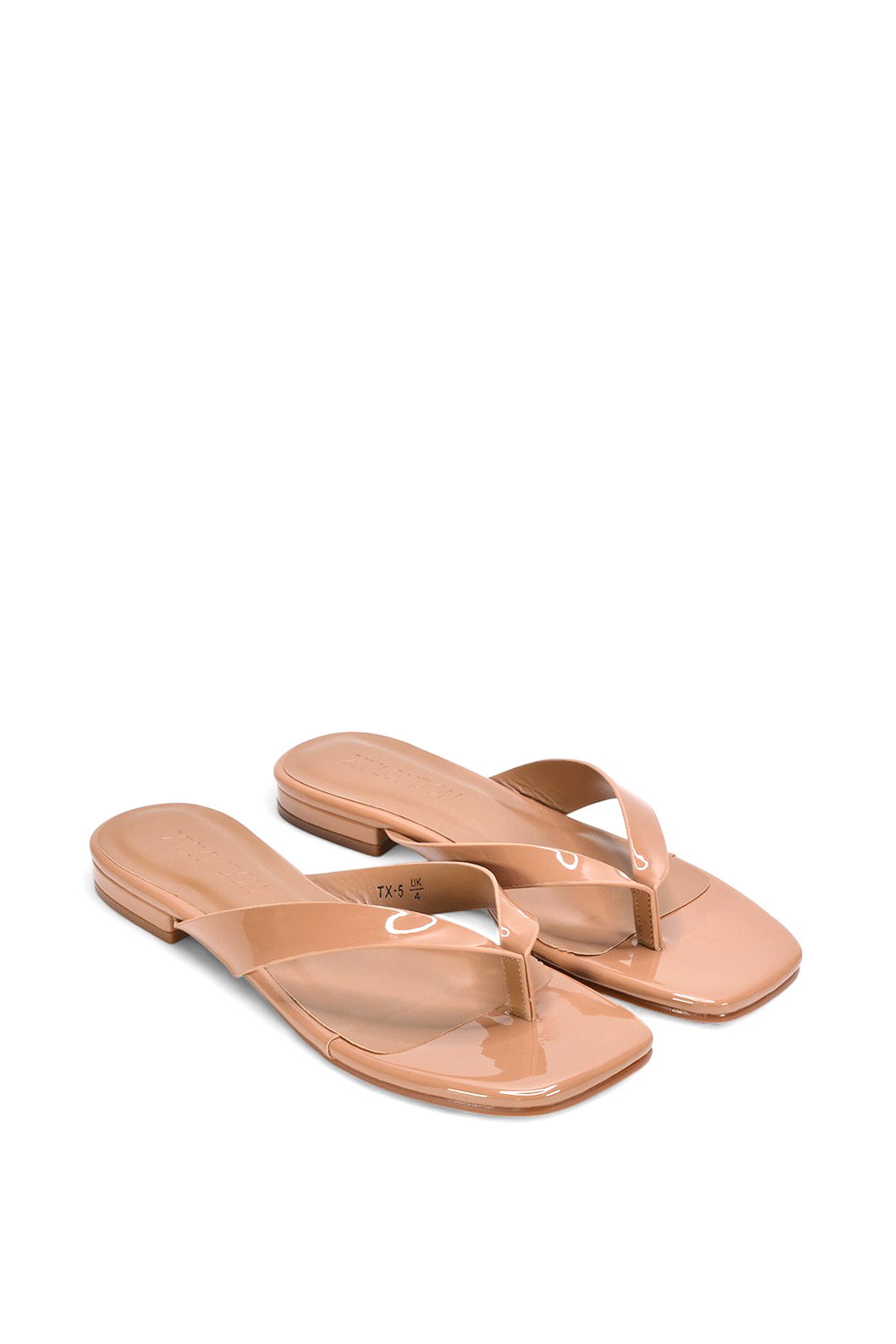 Taupe 'Rio' Thong Strap Slip On Flip Flop Square Toe Slide, Image 4 of 5