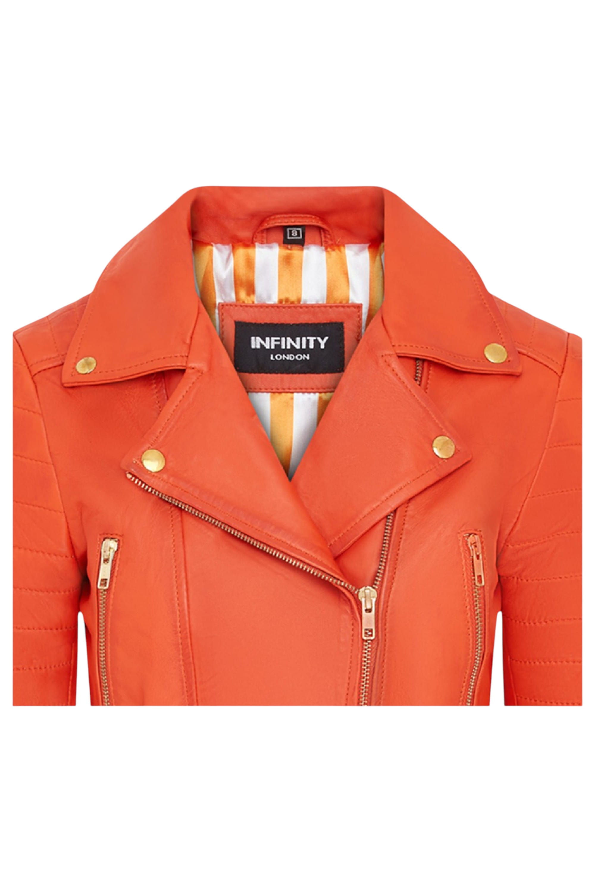 Orange Cropped Brando Leather Biker Jacket, Image 6 of 7