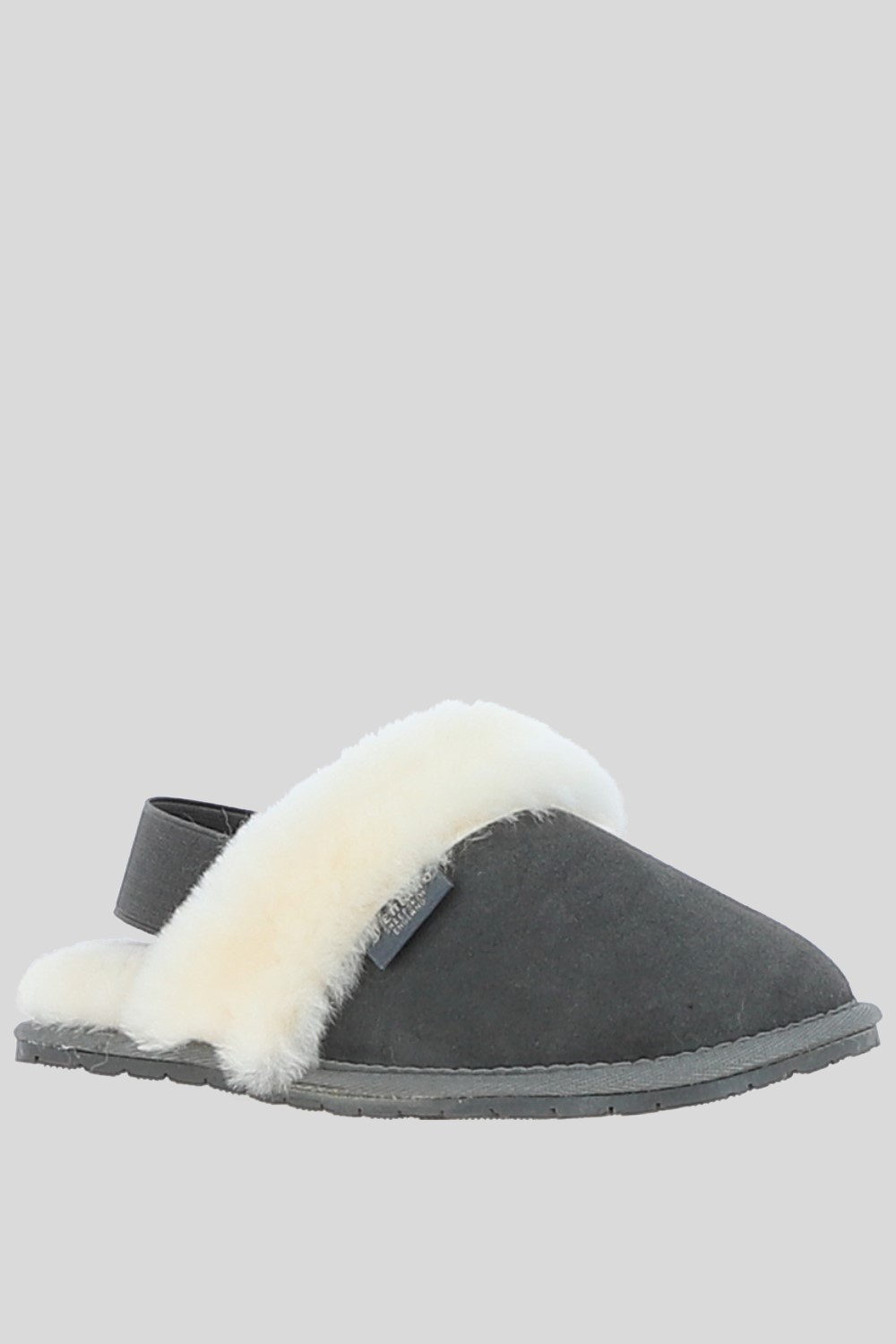 Grey Fenland England Grey Real Sheepskin Slippers with Heel Strap, Image 1 of 3