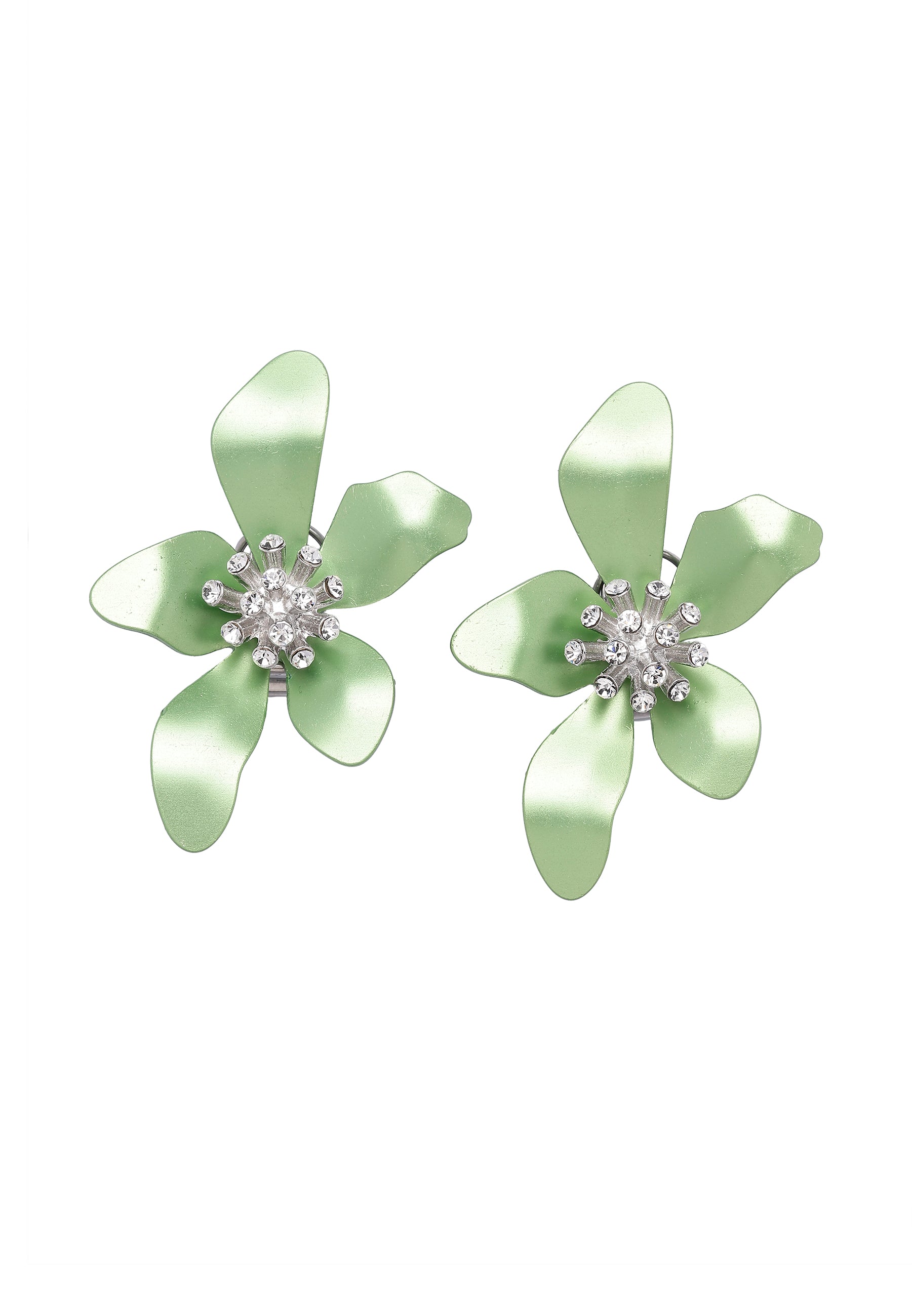 Pale Green AVANT-GARDE PARIS Pale Green Floral Stud Earrings, Image 1 of 5