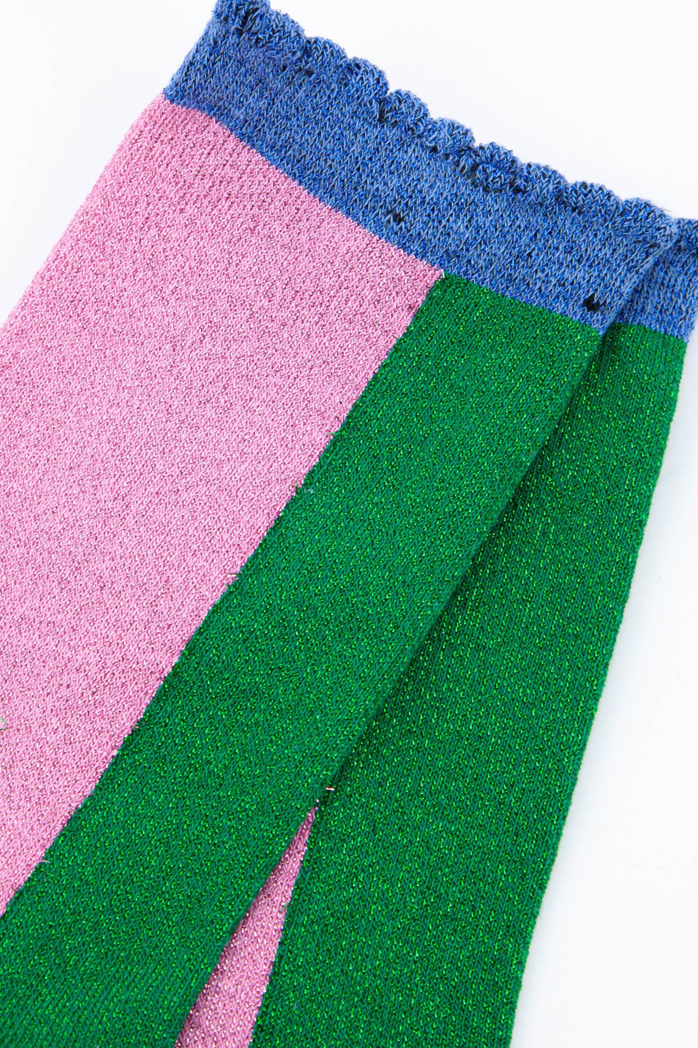 Light Pink Sock Talk Light Pink Colour Block Glitter Ankle Socks, Image 2 of 4