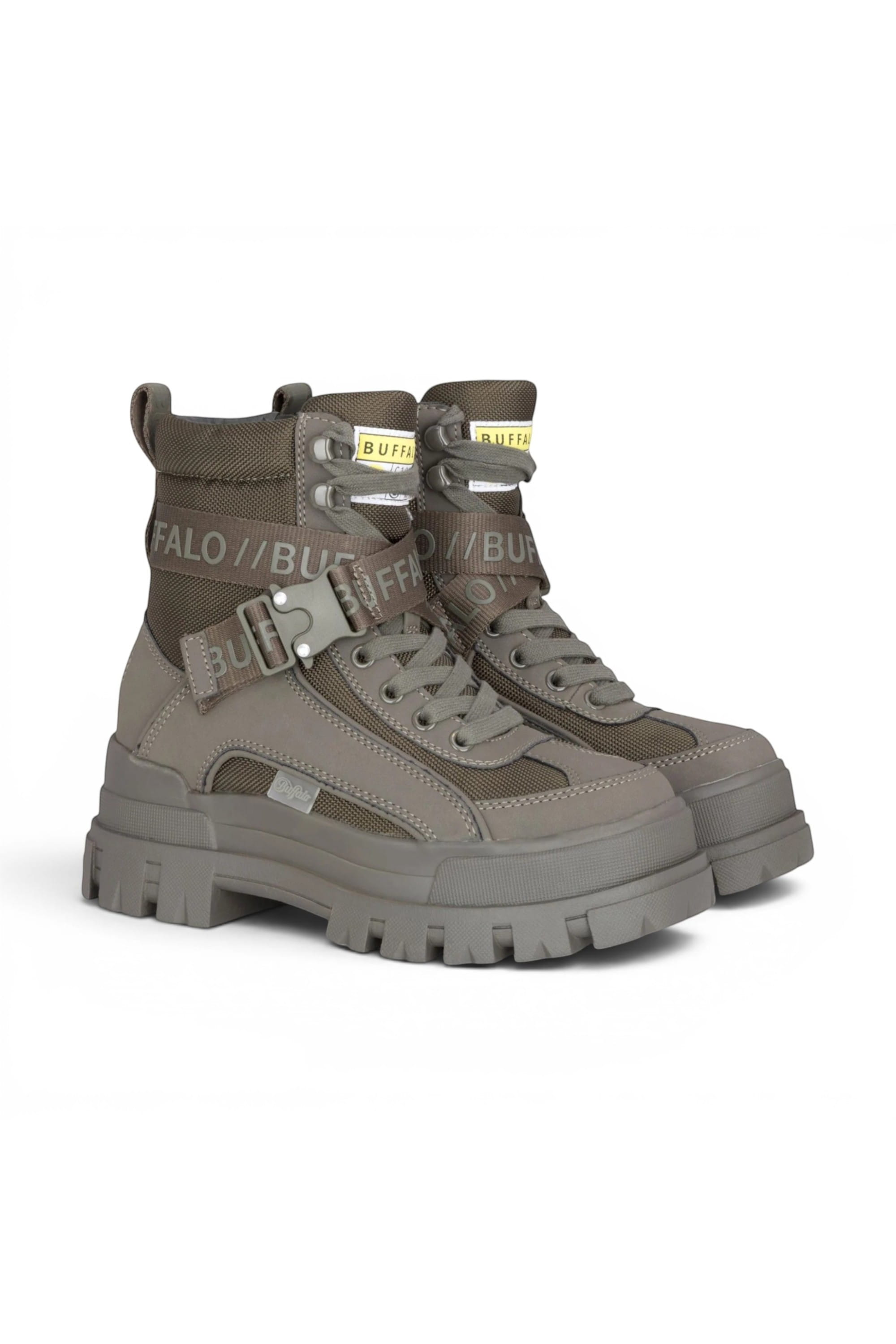 Brown Womens Combat High Ankle Boots-ASPHA-COM, Image 2 of 7