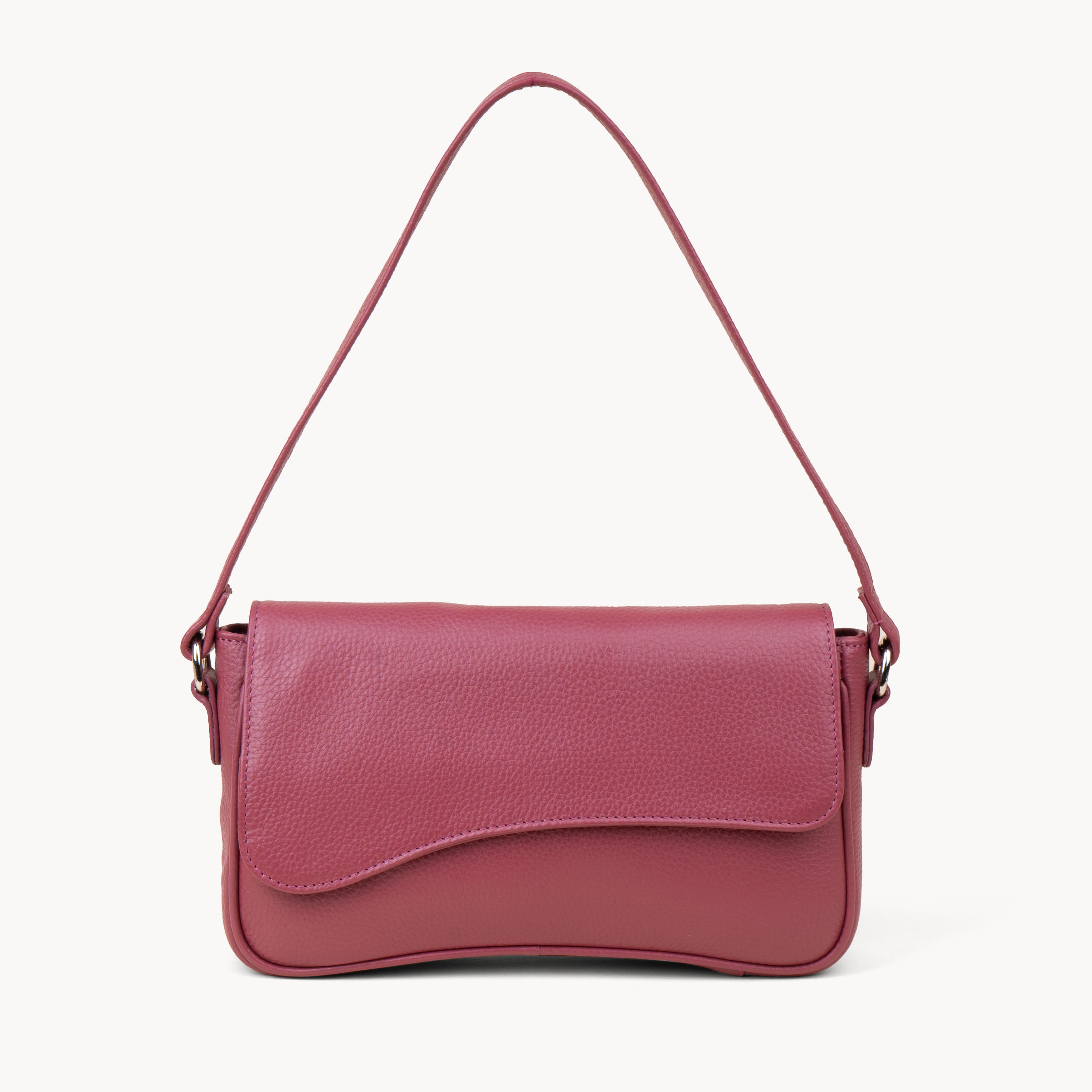Pink 'BEVERLY' Pebble Grain Real Leather Shoulder Bag, Image 1 of 4