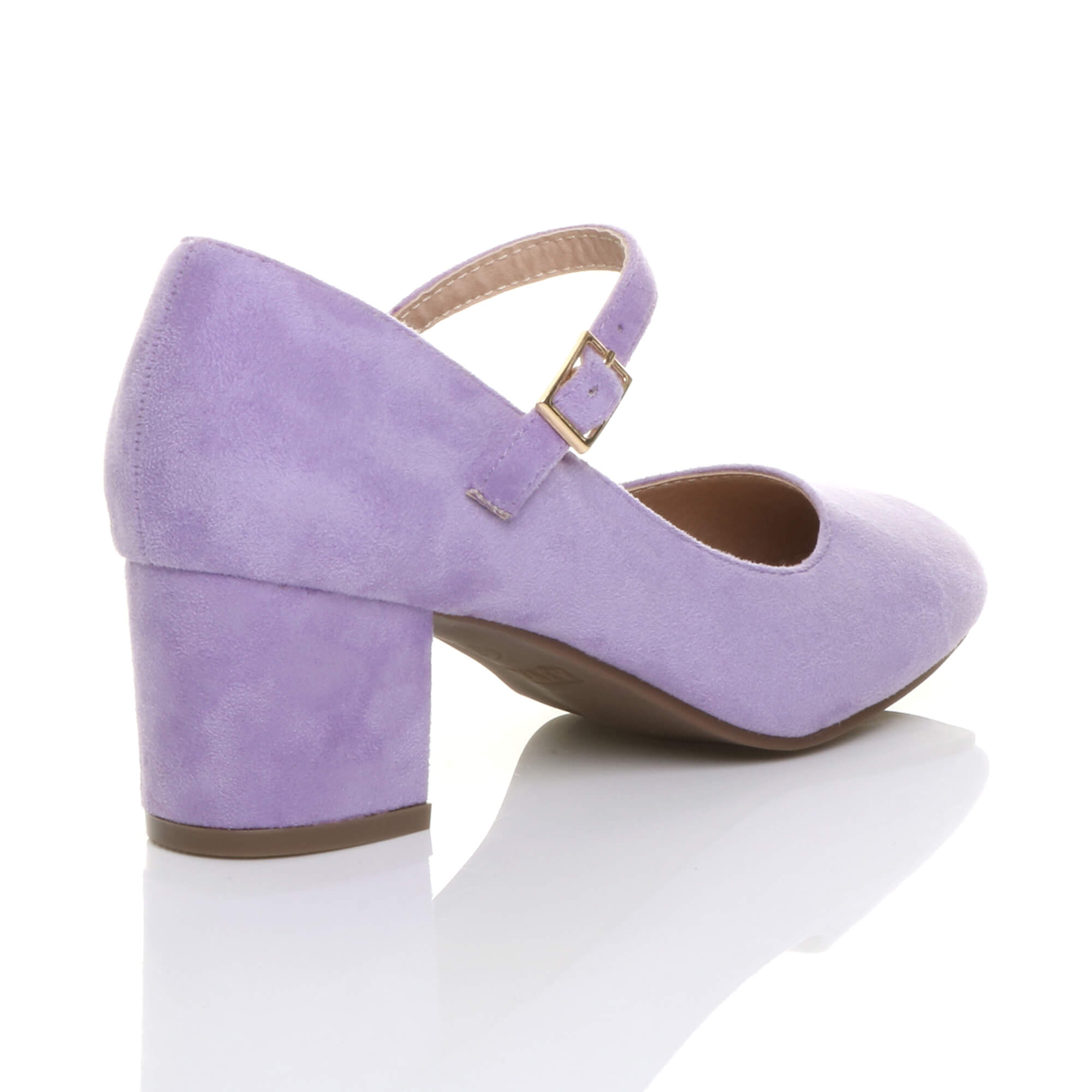 Lilac AJVANI Lilac Mid Block Heel Mary Jane Court Shoes, Image 4 of 5