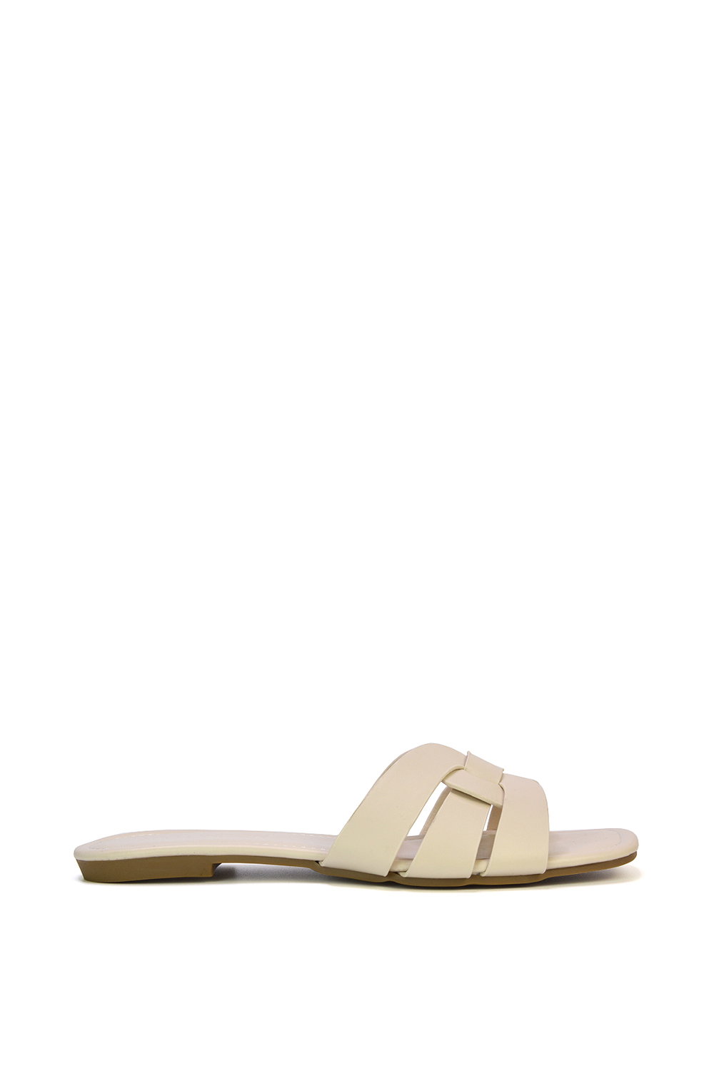 Black 'Luci' Strappy Slider Sandals With Square Toe