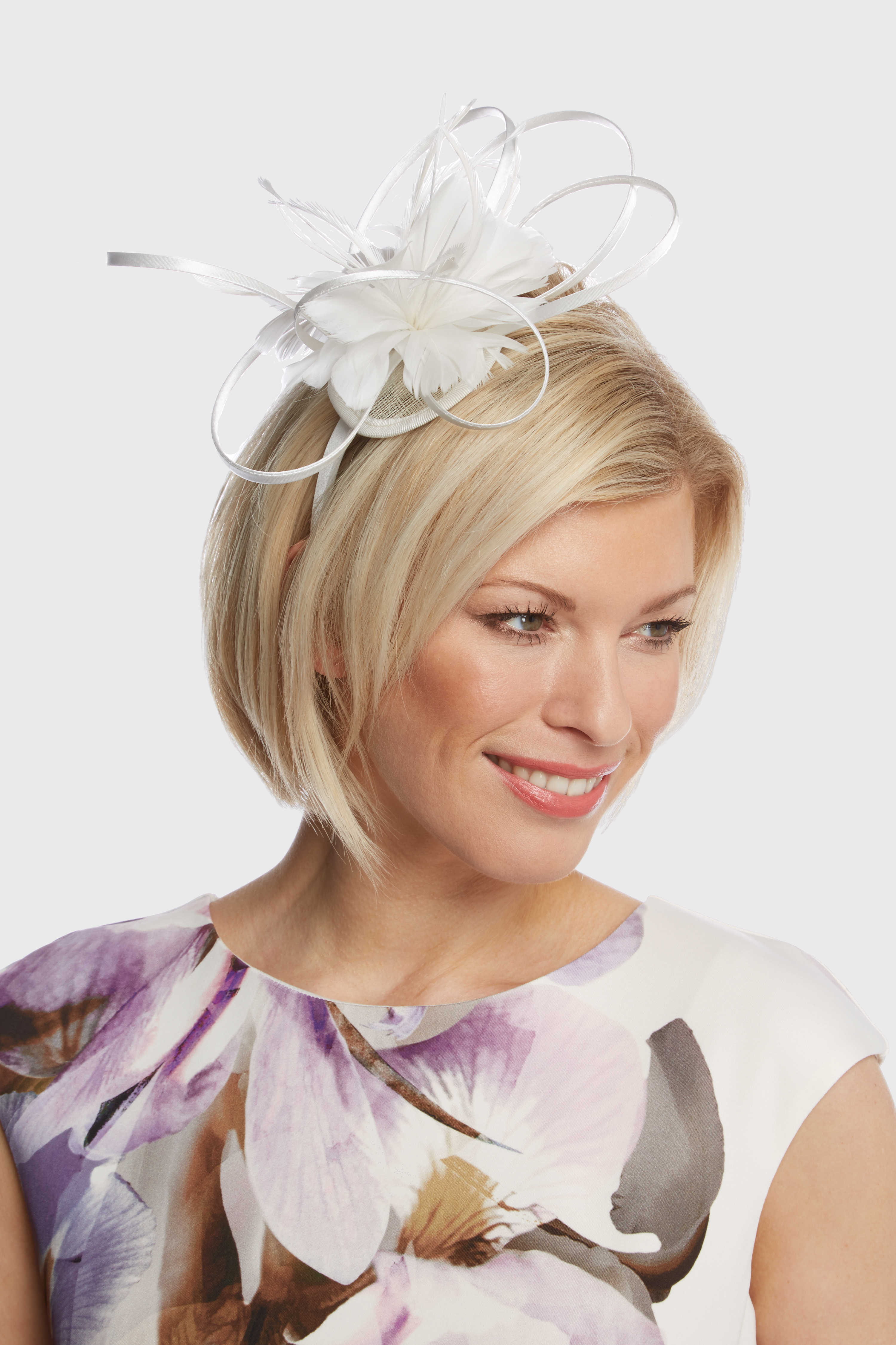 Ivory  Floral Feather Headband Fascinator, Image 1 of 4