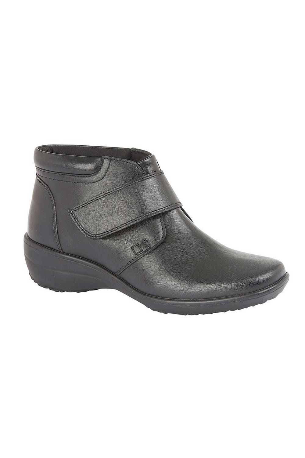 Black Wide Fit Softie Leather Ankle Boots, Image 1 of 2