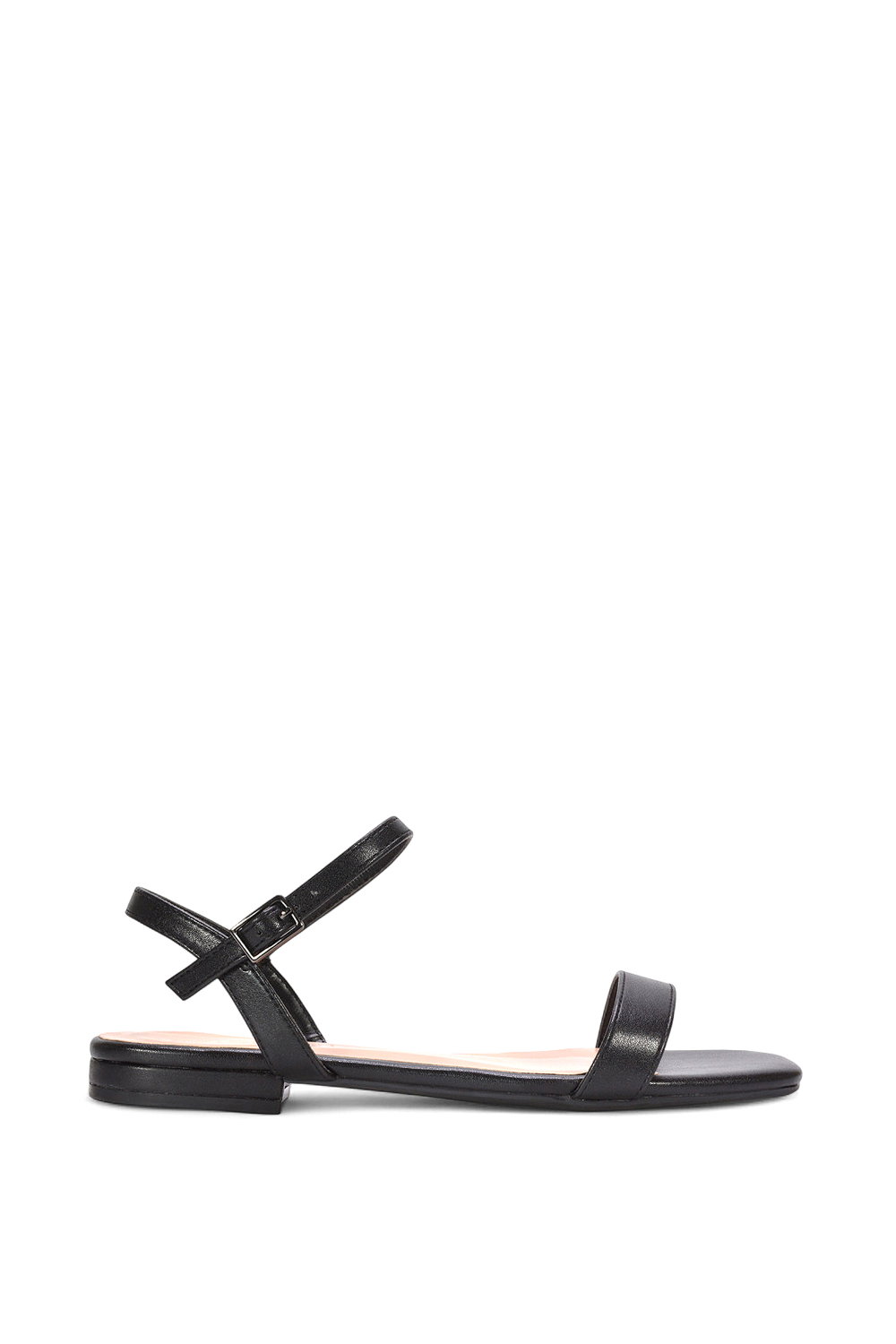 Black XY LONDON Black 'Hallie' Open Toe Flat Strappy Sandals With Ankle Strap, Image 1 of 5