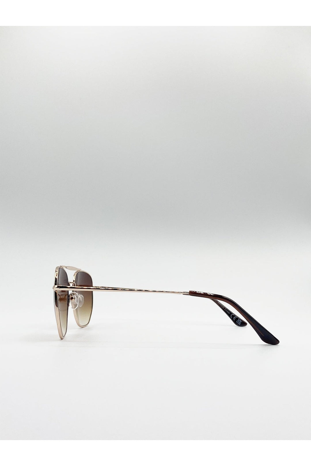 Gold Double Bridge Metal Sunglasses, Image 3 of 4