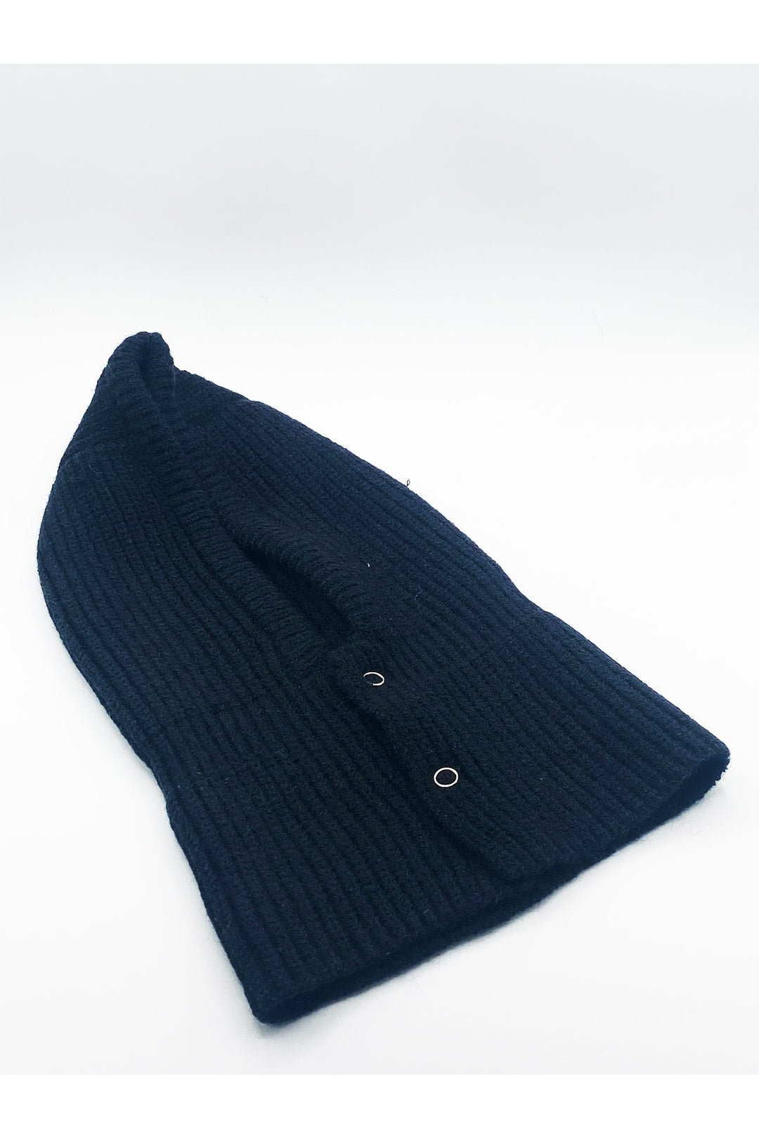 Black Knitted Black Balaclava with Snap Fastening, Image 5 of 5