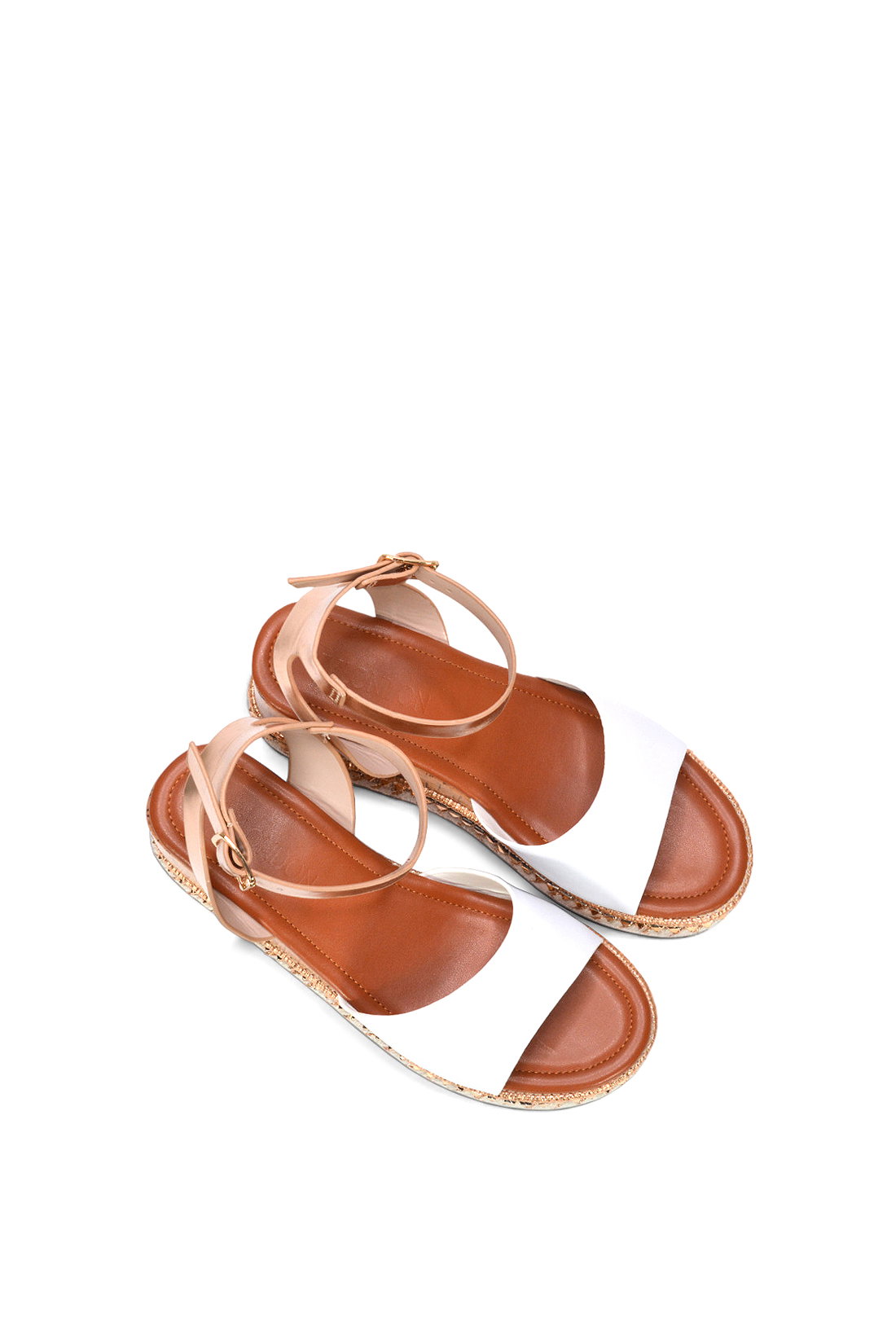 White XY LONDON White Platform Chunky Wedge Flatform Sandals With Ankle Strap, Image 6 of 6
