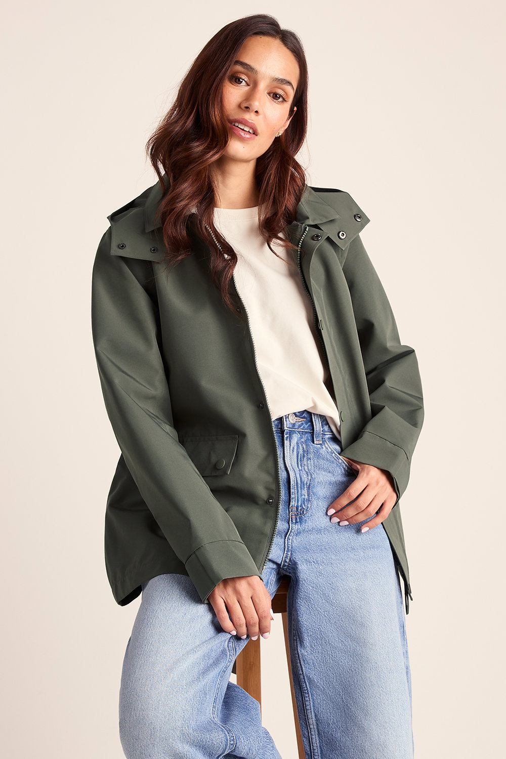 Khaki Shea Waterproof Trench Coat, Image 2 of 5