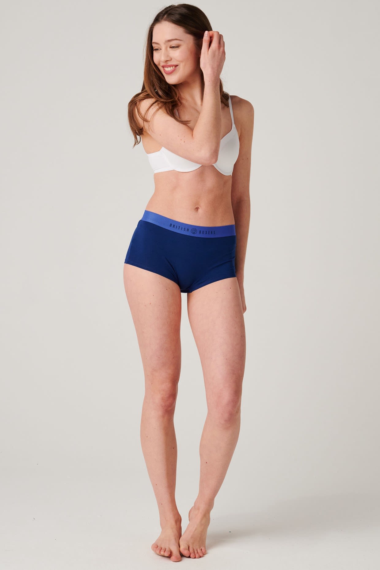 Midnight Blue Pack of Three "Citron Blue" Cotton Hipster Boxer Briefs, Image 3 of 8